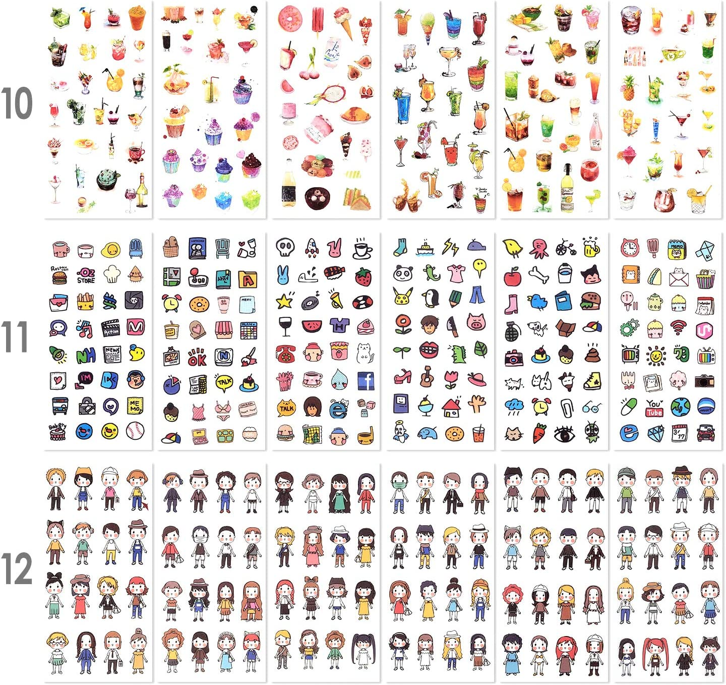 72 Sheets Scrapbooking Stickers Washi Paper Stickers Decoration Sticker Planner Stickers 12 Themes Assorted for Diary, Album, Journals, DIY Arts and Crafts (Innocence) image number 1