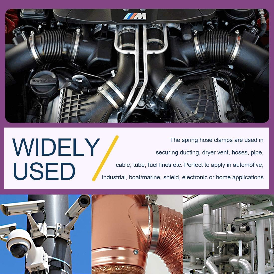 Swpeet 15Pcs 11.5-12Inch (289-311Mm) Hose Clamp 304 Stainless Steel Adjustable Range Worm Gear Hose Clamp Fuel Line Clamp Perfect for Plumbing, Automotive and Mechanical Applications image number 6