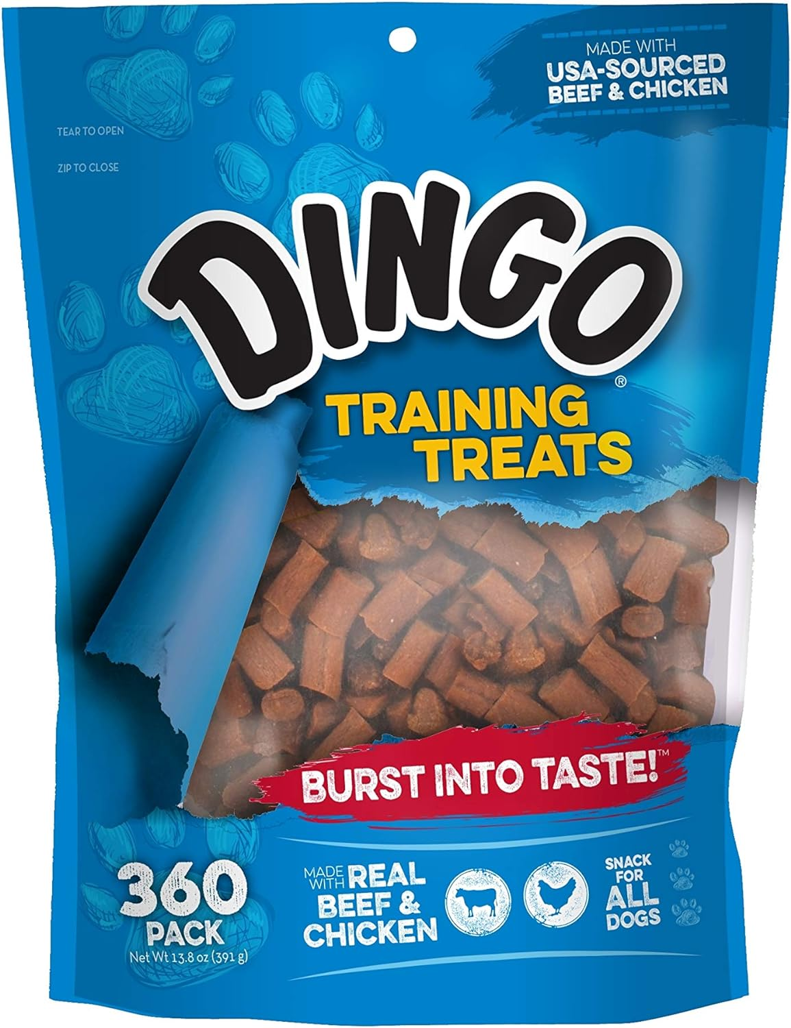 Dingo Training Treats 360 Pack, Made with Usa-Sourced Beef & Chicken, Great Snack for All Dogs, Gluten-Free, Resealable Bag, 326G image number 6