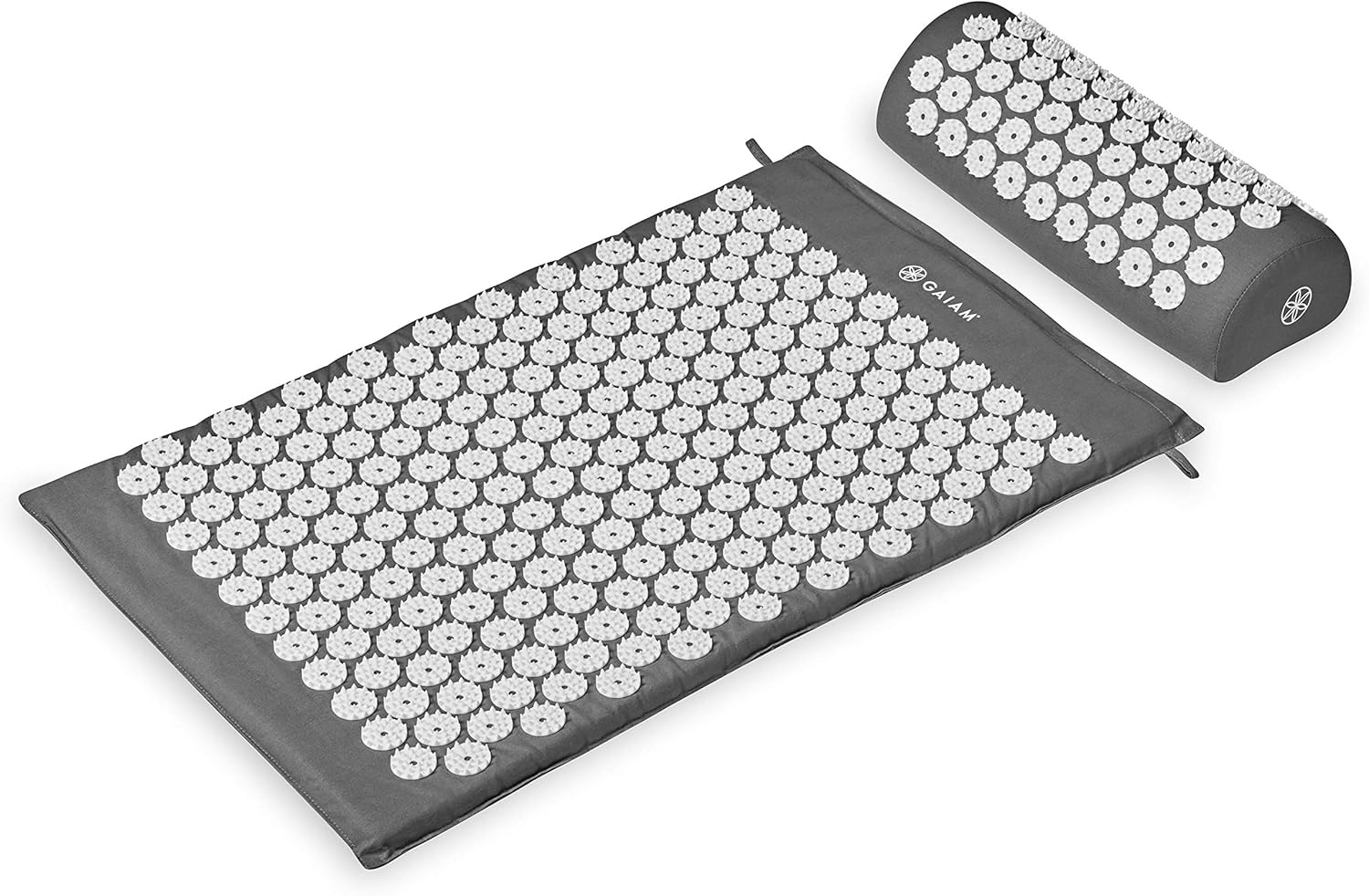 Gaiam Acupressure Mat and Pillow Set, Acupuncture Style Massage Mat & Pillow, Relief for Sciatic Nerve, Muscle Tension, Fibromyalgia, Neck, Shoulder & Back Pain, Migraine & Headaches and Insomnia Grey image number 5