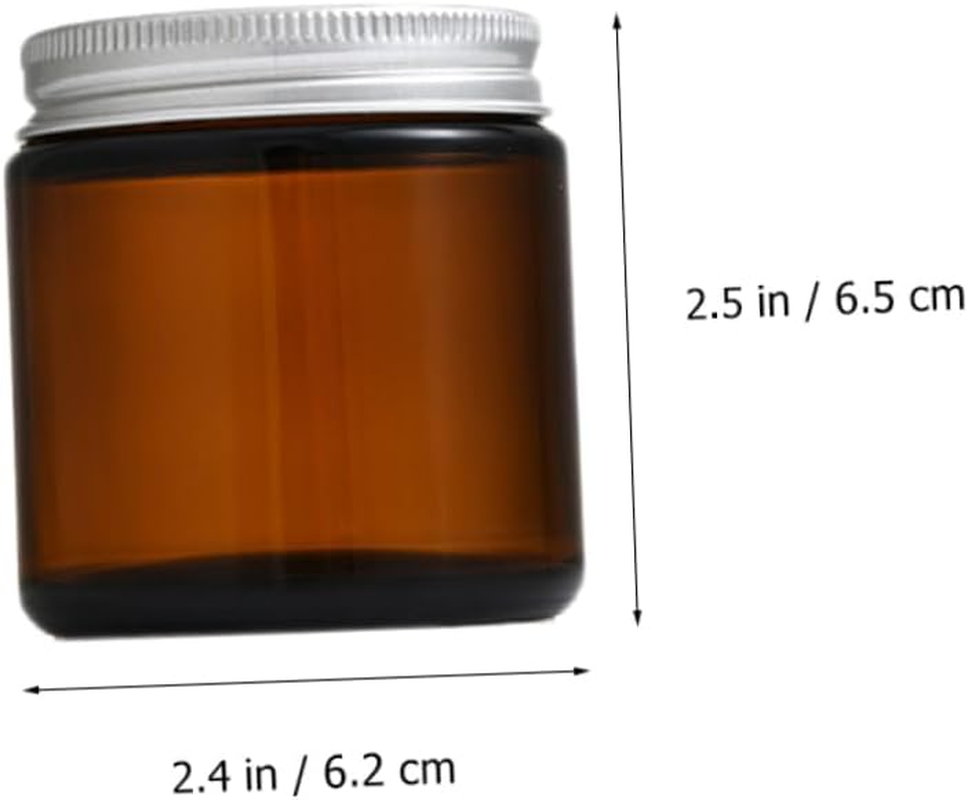 CONGARTENO 6Pcs Amber Glass Candle Jars Fillable Wax Candle Holders with Airtight Lids Spice Lotion Storage Unique Design for Wedding Favors image number 2