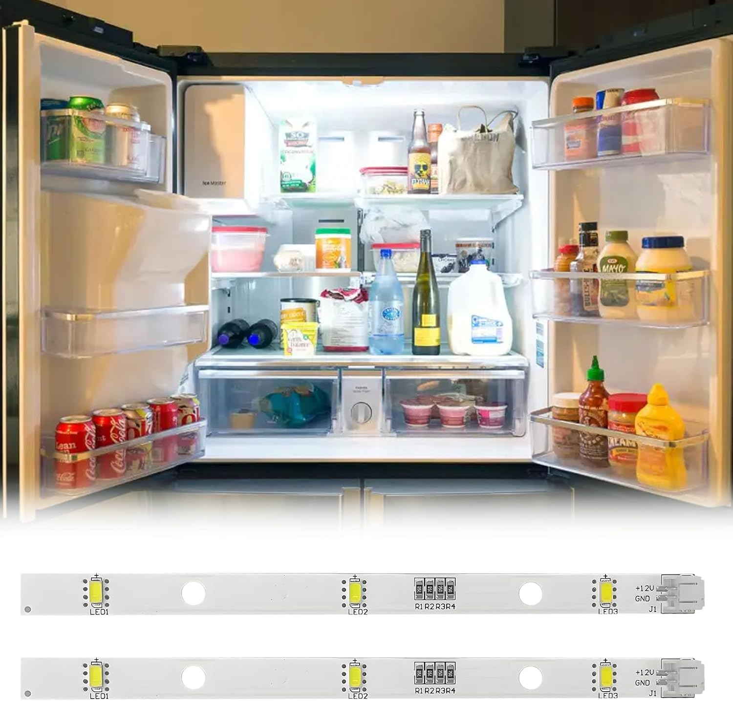 Pack of 4 LED Light Strips, Light Strips for Refrigerator, Replacement Fridge Lamp Compatible with Rongsheng/Hisense Refrigerator, Compatible with Model E349766 MDDZ-162A 1629348, DC12V 2W Fridge image number 2