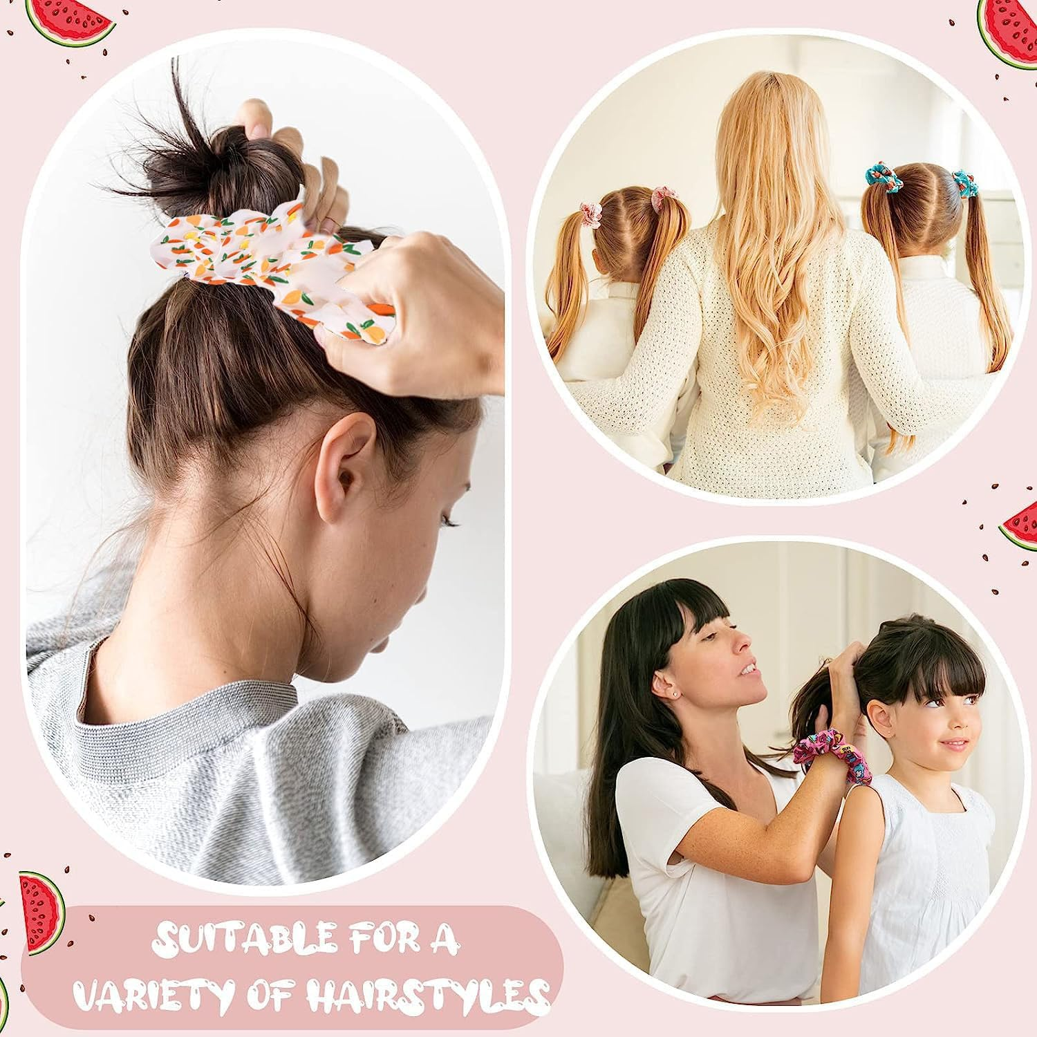 13Pcs Summer Hair Scrunchies Set - Colorful Elastic Ponytail Holders with Fruit Designs, Cute Hair Ties for Women, Kids, Toddlers, and Girls Hair Accessories image number 1