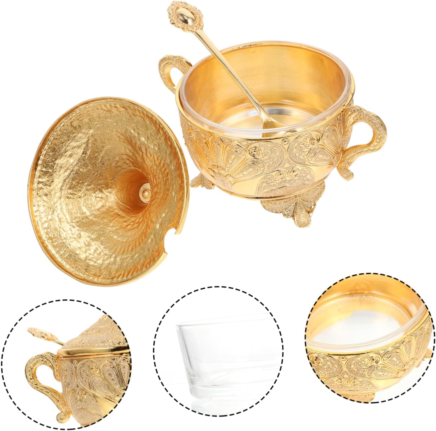 Mikinona Kitchen Seasoning Jar Zinc Alloy Material Lid for Home Spice Storage Decorative Carved Design for Kitchen Counter Use image number 3