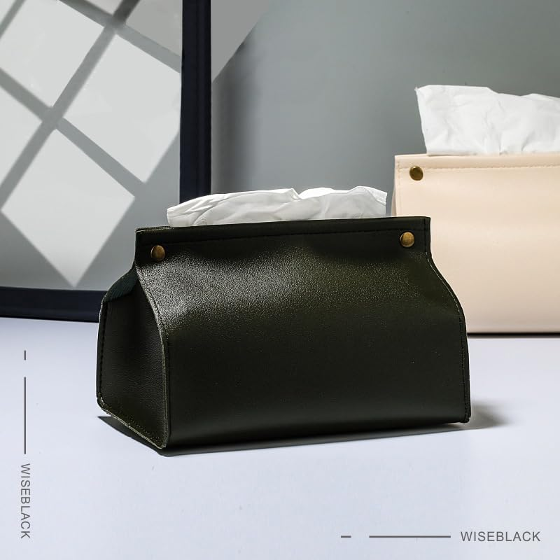 Leather Tissue Box Cover Holder, Refined Modern PU Leather Tissue Box Holder Rectangular Tissue Box Covers for Kleenex, Napkin,Organizer Tissue Holder for Bathroom Car Home Office image number 3