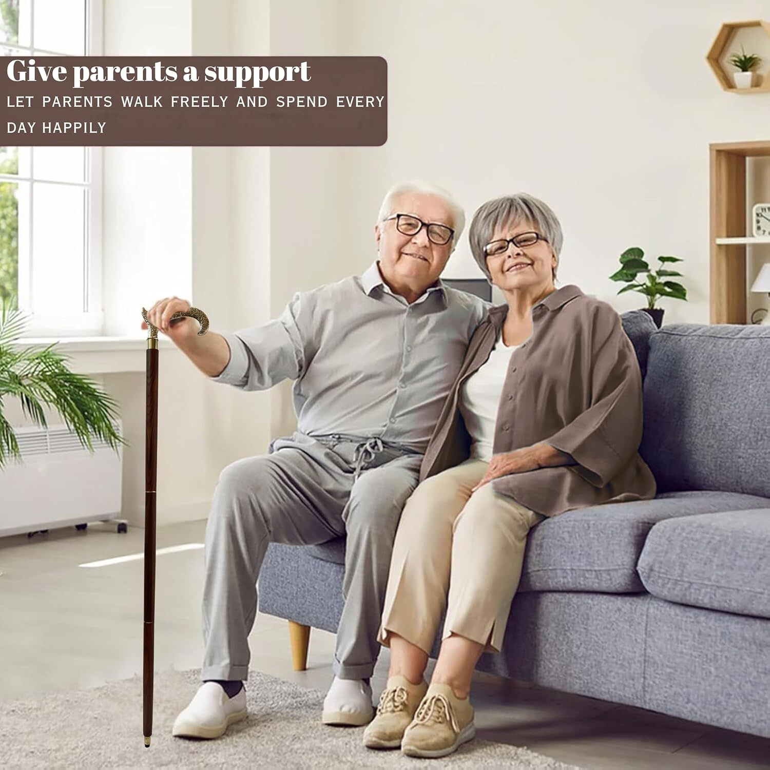 Must Buy - Derby Walking Stick Cane - Souvnear Canes and Walking Sticks in Natural Wood with a Brass Handle T Shape - Wooden Decorative Walking Cane Fashion Statement image number 1