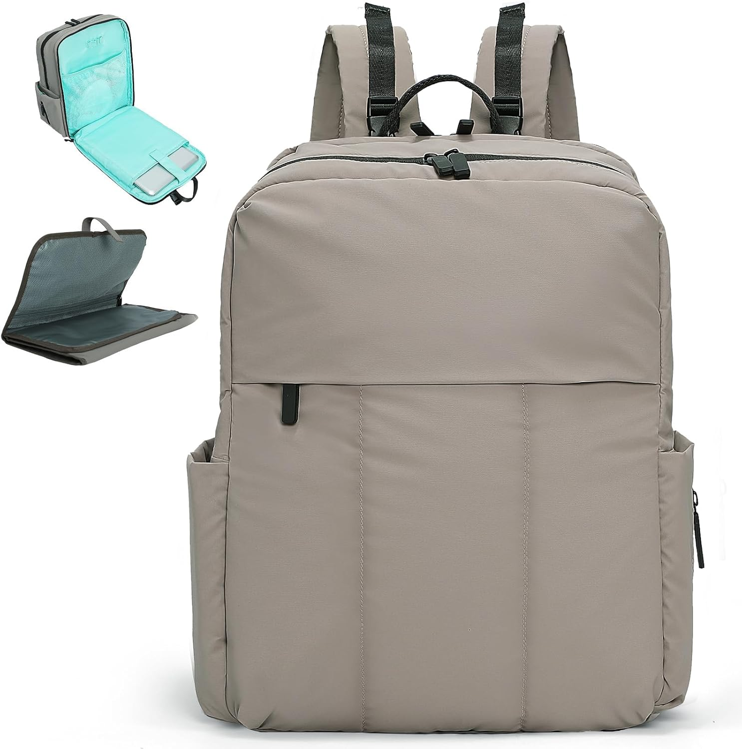 MOMINSIDE Diaper Bag Backpack with 15 Pockets, Quilted Baby Bag for Boys Girls, Baby Registry, Large Changing Pad