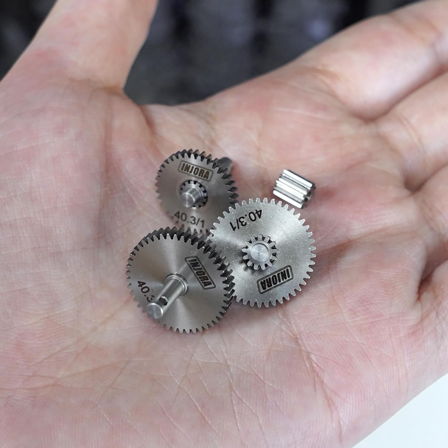 INJORA Transmission Gear Sprocket Set 40.3:1 Low Range Reduction Ratio Pinion Gear Stainless Steel for TRX4M Upgrade 1/18 RC Crawler Car