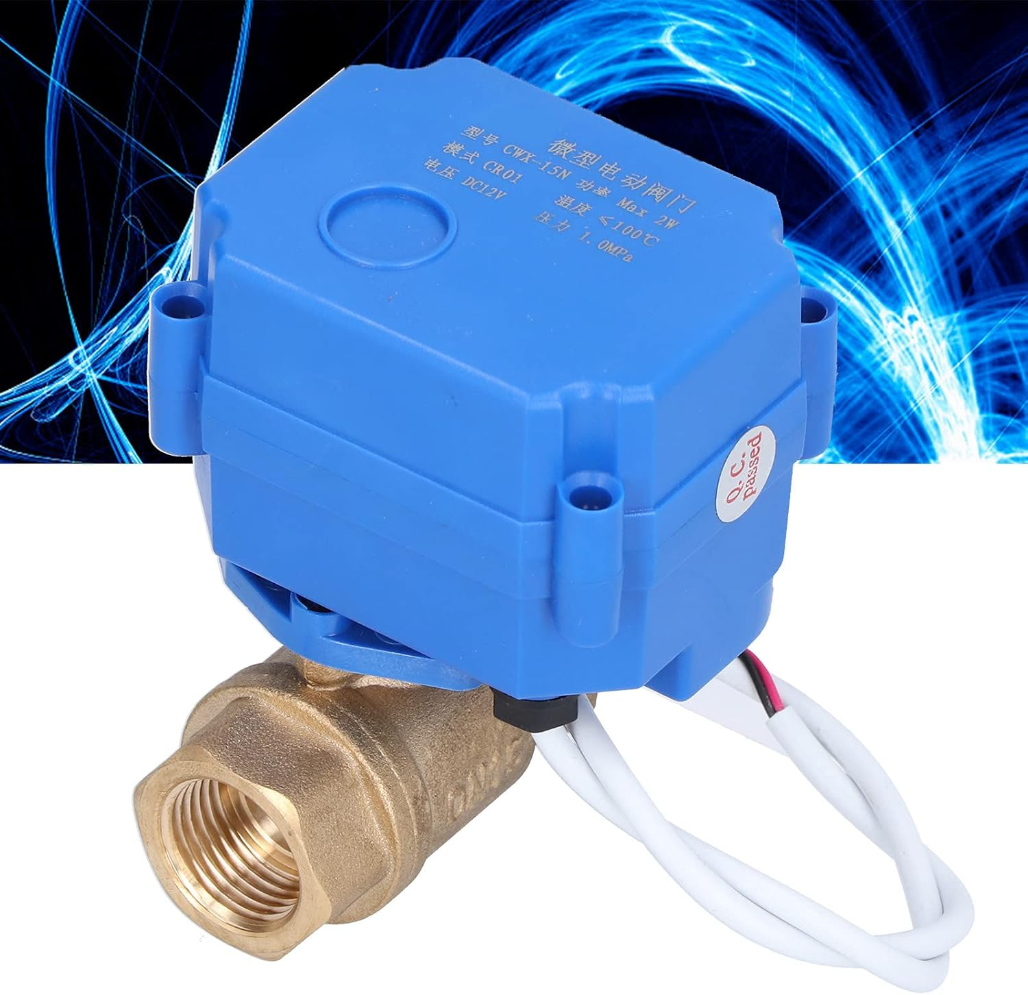 Shanrya Electric Ball Valve, CWX-15N-CR01-DC12V-DN15, Stainless Steel, Brass, Bronze, Motorized Balls Valves, Reverse Polarity Mode, Water Treatment