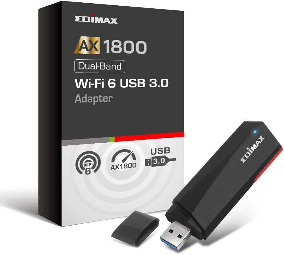 Edimax Wi-Fi 6 AX1800 USB 3.0 Adapter | Dual Band, 1201Mbps (5Ghz), 573Mbps (2.4Ghz) | MU-MIMO + OFDMA for Lower Latency and Multiple Streams | Windows 10/11 Support | EW-7822UMX image number 3
