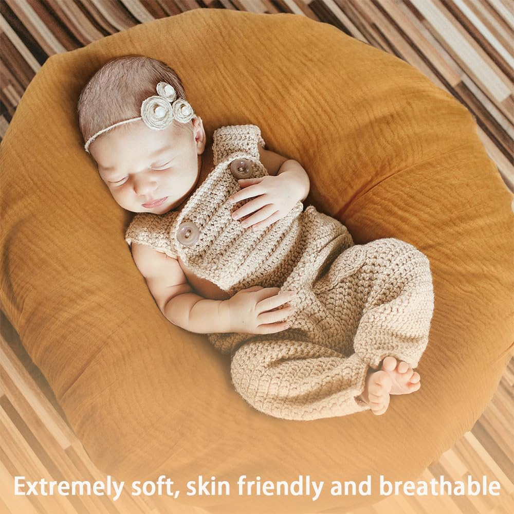 2 Pcs Bassinet Fitted Sheets, Universal Cradle Sheet Set for Rectangle, Oval, or Hourglass Bassinet Pad/Mattress, Soft Breathable Stretchy Baby Pad/Mattress Sheet Set (Yellow and Beige) image number 1