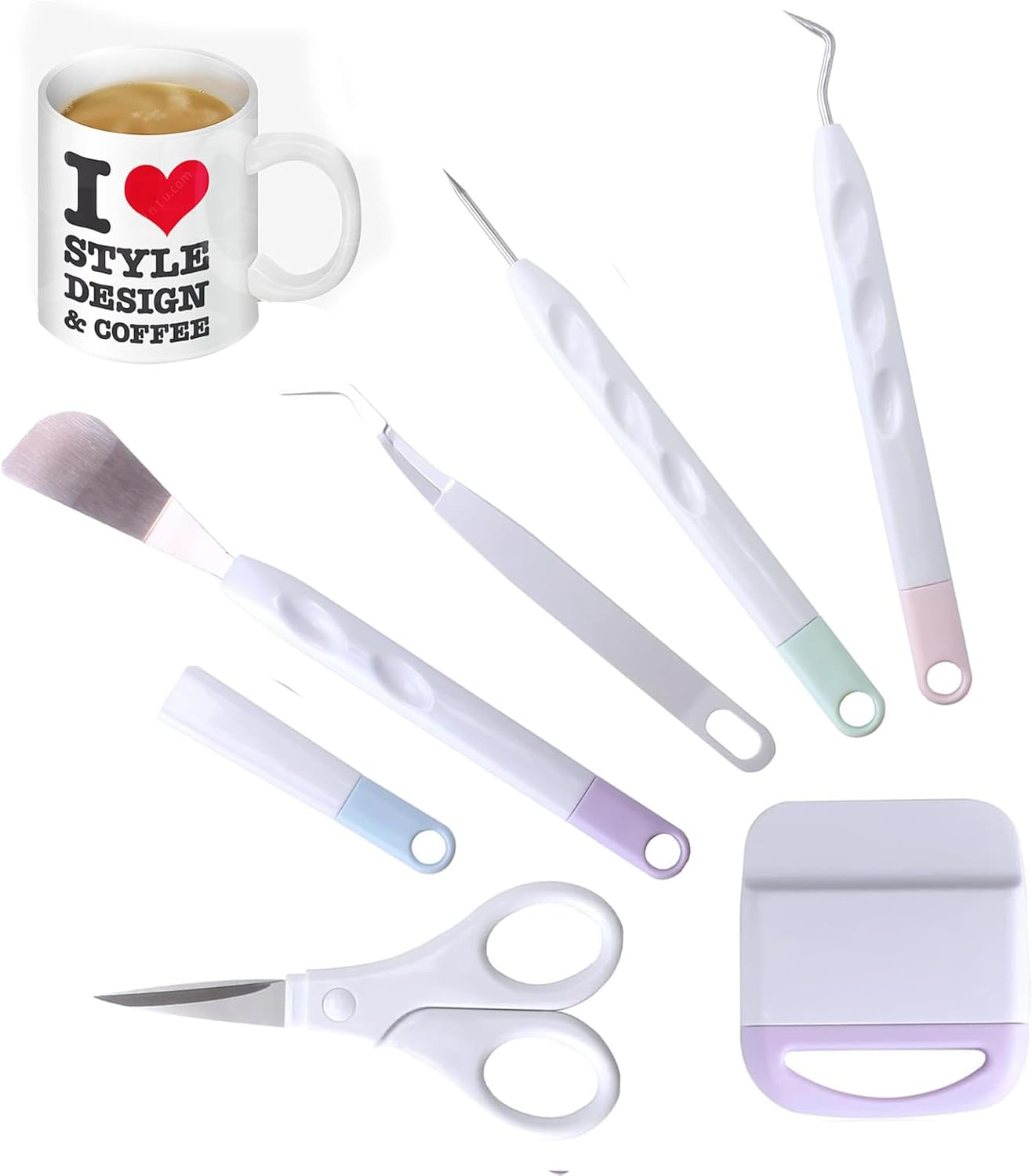 Craft Vinyl Weeding Tools Set, Precision Craft Vinyl Tools Kit, 6 PCS Weeding Tools for Vinyl, Weeding Tool, Scrapbooking Tools for Weeding Vinyl, Starter,Silhouettes, Cameos, Lettering image number 1