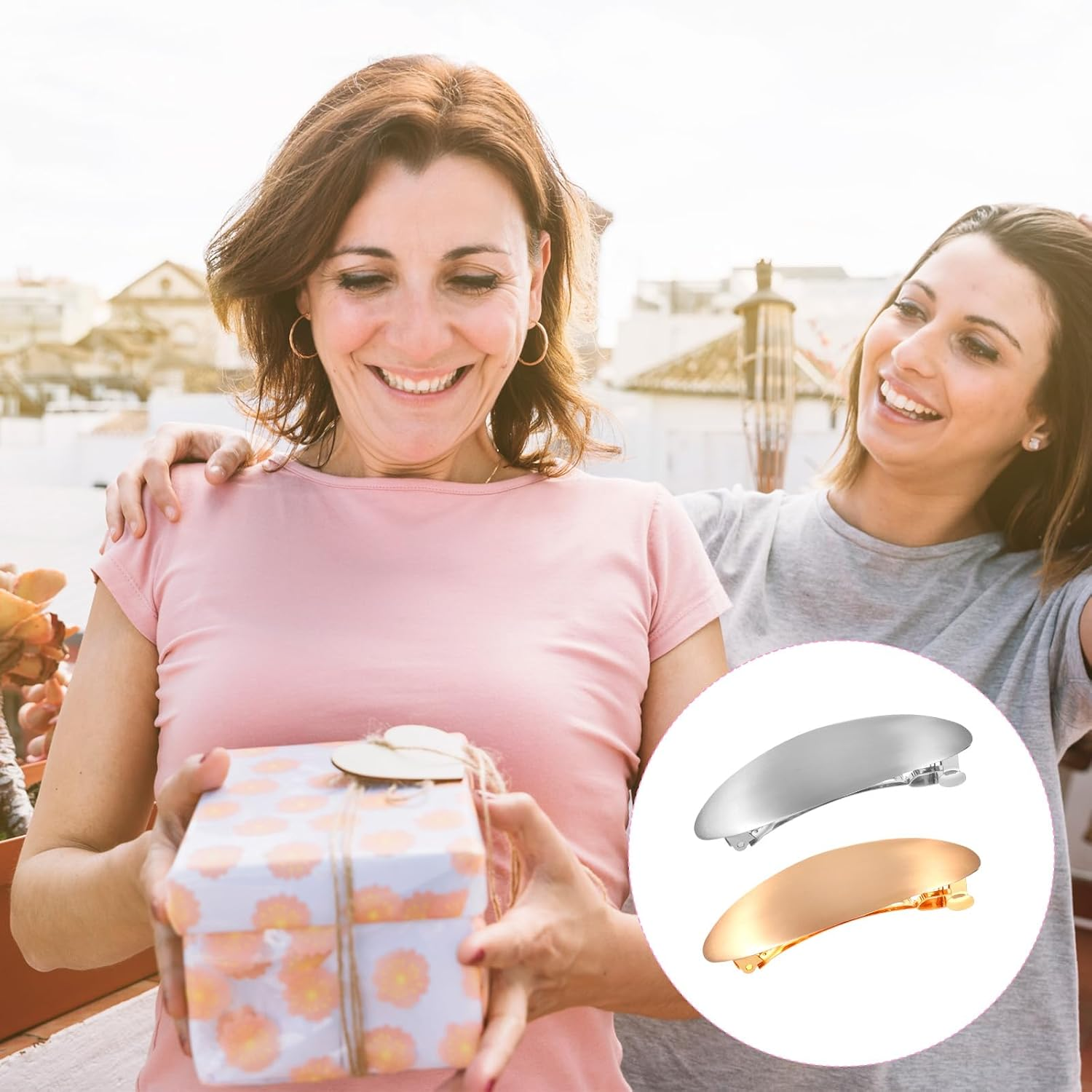 1 X Metal Hair Clip Gold, Simple French Hair Clip, Silver Oval Hair Clips, Women'S Hair Clip, Small Flat for Women, Girls, Thin Hair, Thick Hair (3 Inches) image number 6