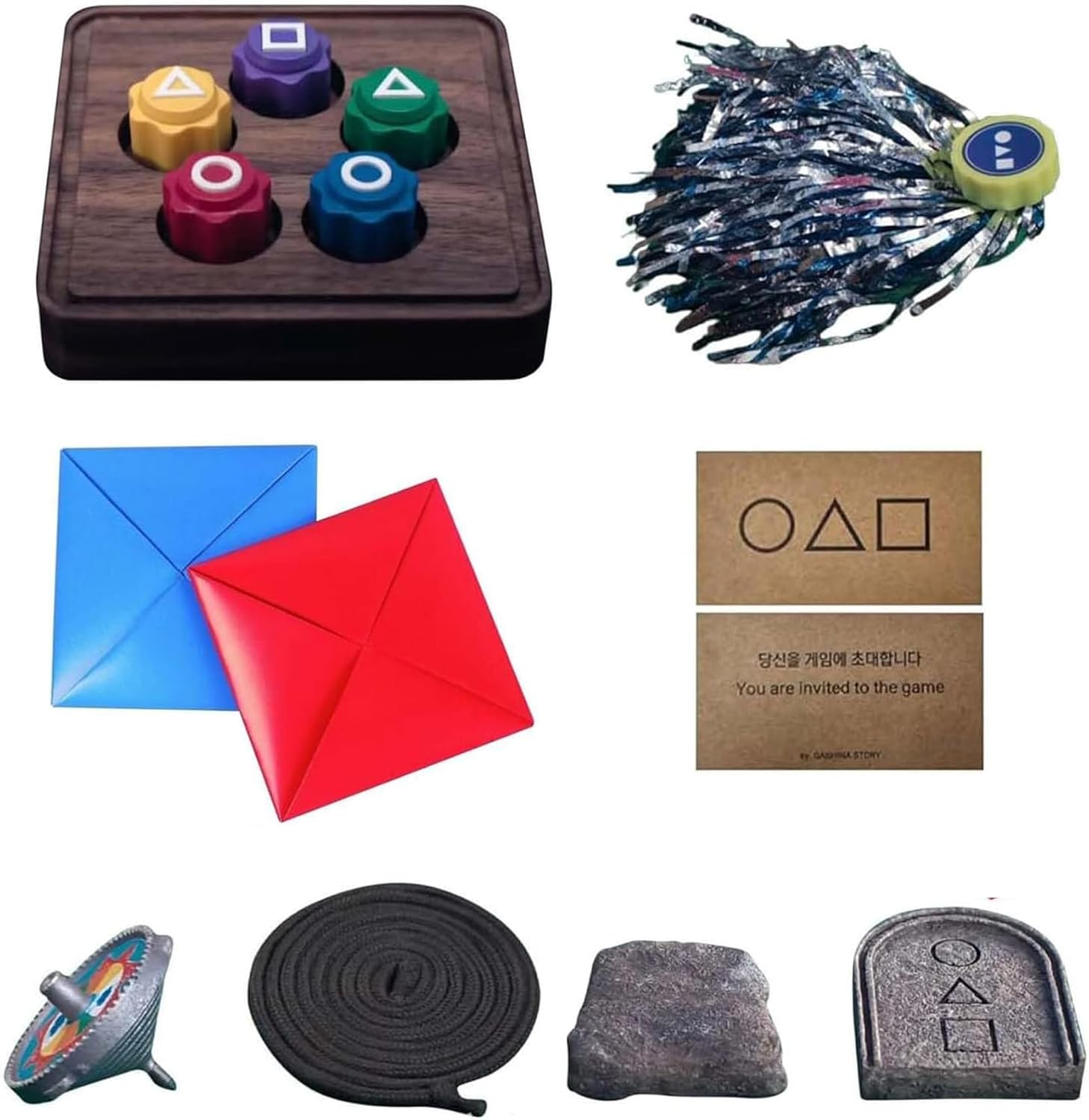 Korean Folk Game Set Korean Traditional Play Game Including Gonggi Game, Jebi Chagi, Biseokchigi, Paeng-Y, DDAKJI