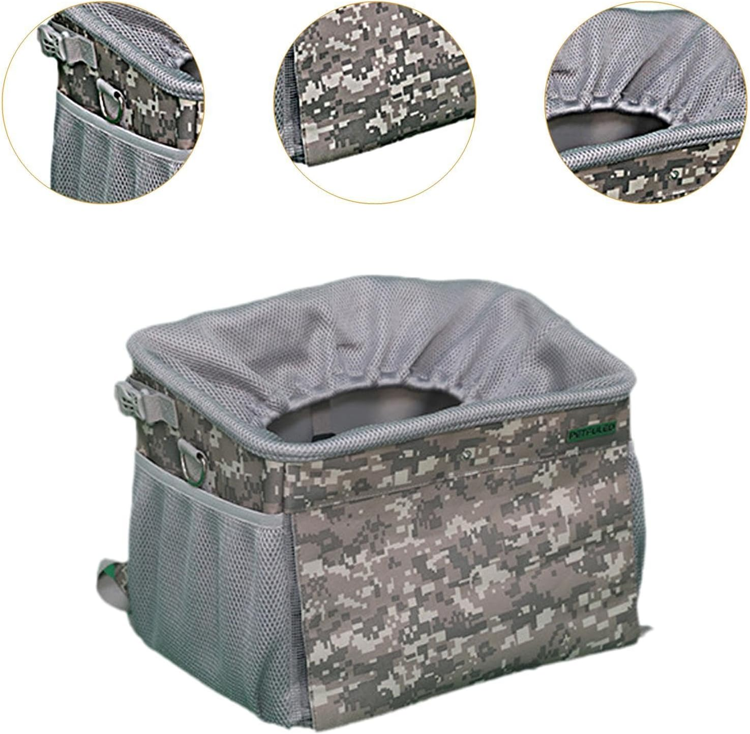 Perfk Dog Bike Basket Pet Carry Bag Pet Carrier Backpack Ventilated Foldable Detachable Soft Large Pet Bicycle Basket for Pet Dogs