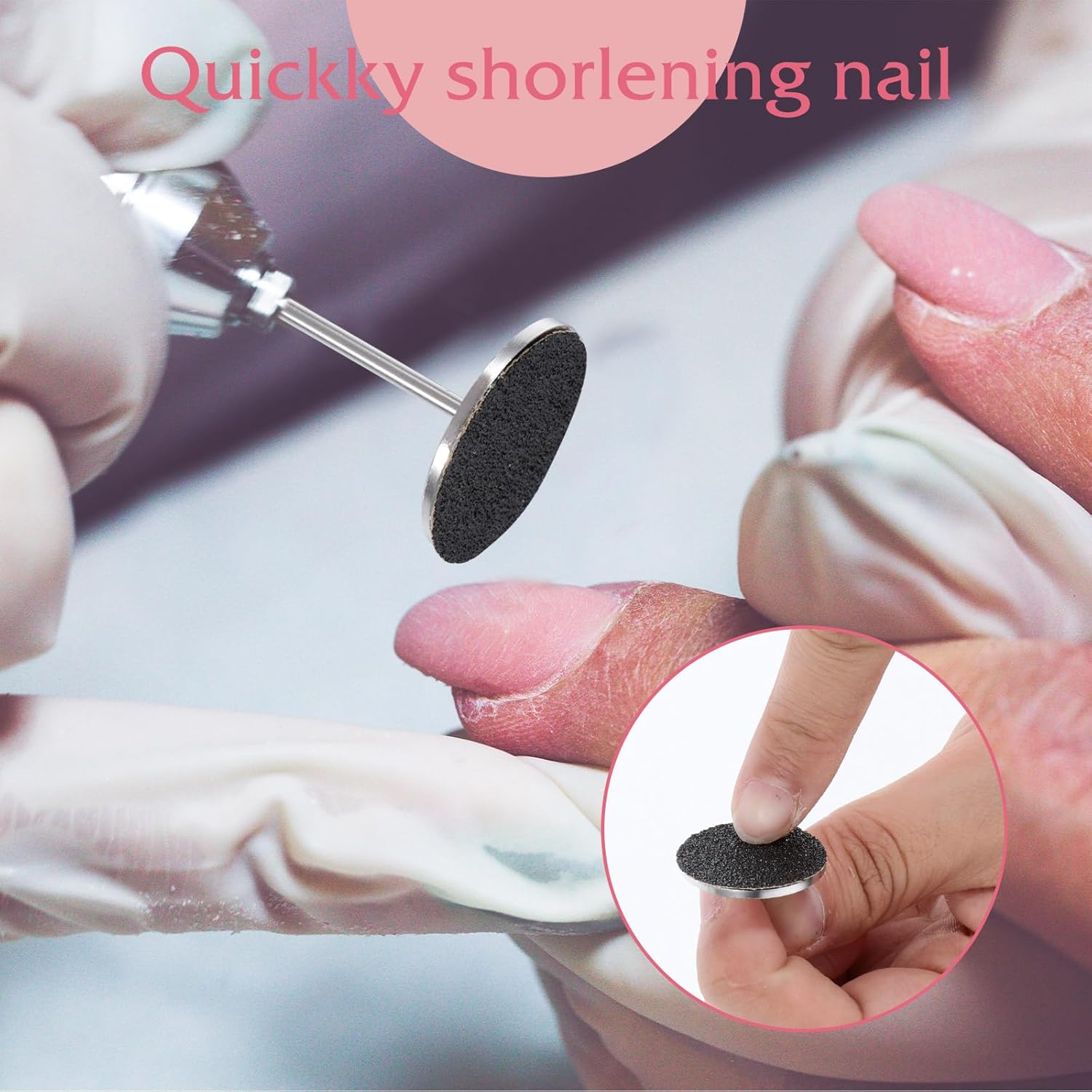 72Pcs Sanding Paper Discs with Metal Nail Drill Bit 25Mm Replacement Sandpaper Disk for Manicure Pedicure Sanding Discs Bits for Electric Callus Foot File Remover Tool (#80#150#240 Grit) image number 1