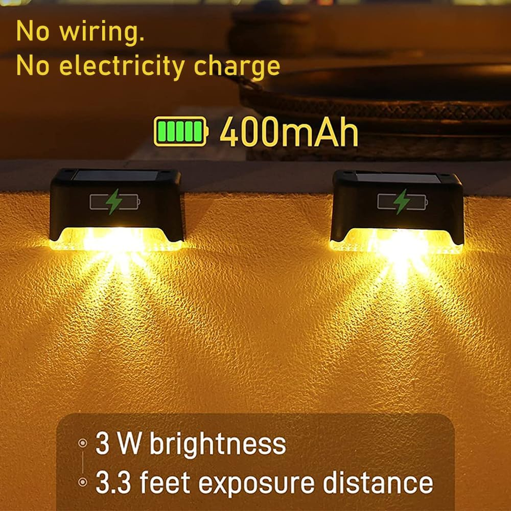 Solar Deck Lights 16 Pack Waterproof Outdoor Led Floor Light Fence Solar Step Lights for Garden, Step, Balcony, Patio and Pathway Lighting (Warm White) image number 1