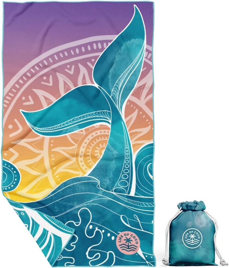 Sand Free Beach Towel | Whale Tale | Quick Drying Reversible Design (Single) image number 5
