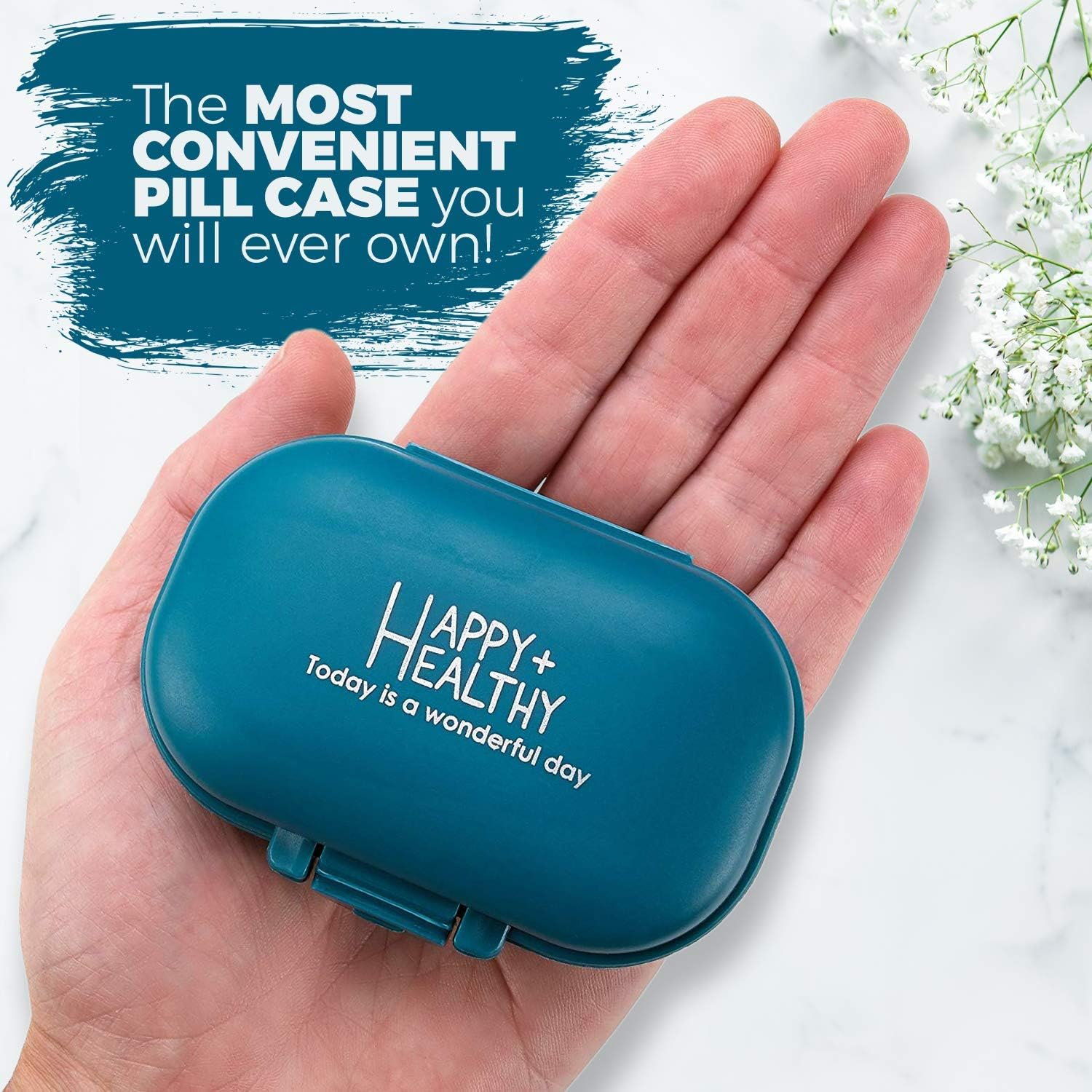 Small Pill Box - (Pack of 2) Pill Organizer Boxes - 4 Compartment Supplement Medication and Vitamin Travel Medication Carry Case - Daily Pill Dispenser image number 5