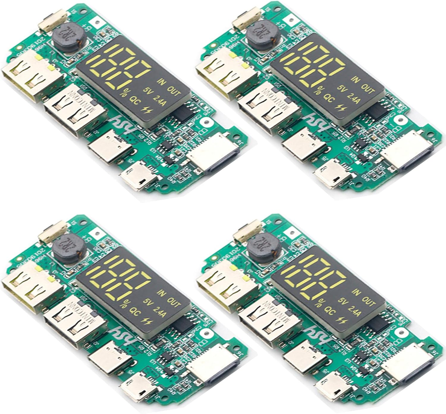 4Pcs 18650 Power Bank Board Dual USB 5V 2.4A Mobile Module 18650 Lithium Battery Charger Board with Overcharge Overdischarge Short Circuit Protection DIY USB Card image number 3