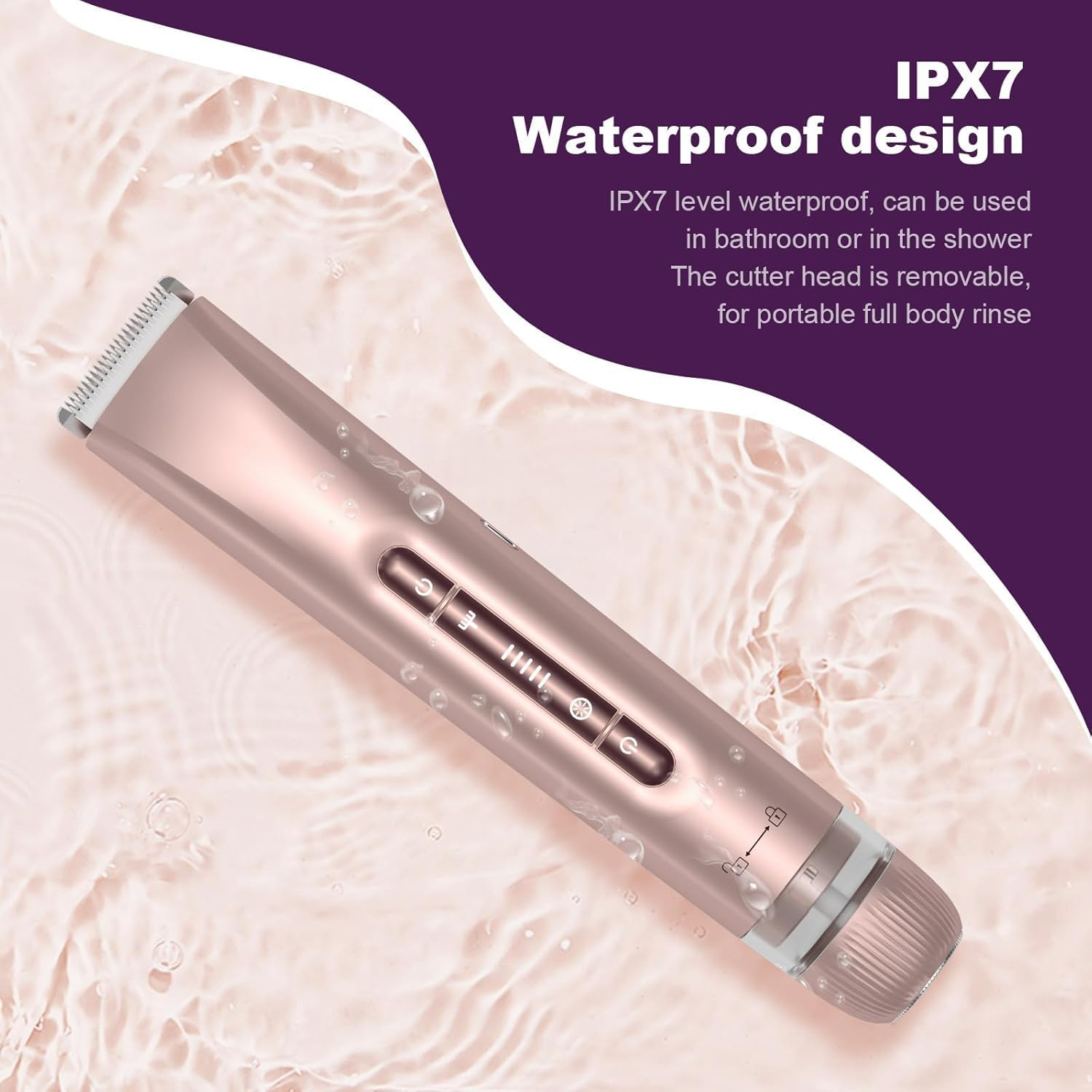 2 in 1 Women Electric Shaver Dual Head Bikini Trimmer for Women IPX7 Waterproof Wet & Dry Use Body Hair Trimmer and Facial Hair Remover for Bikini Underarm Leg Arm Body Face image number 4