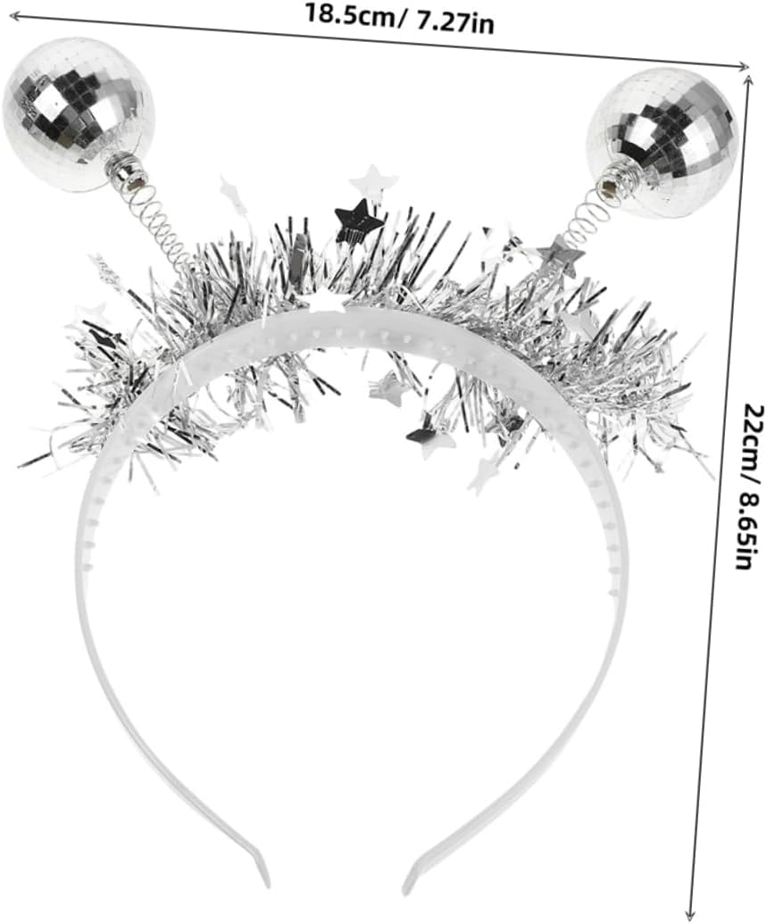 DEARMAMY 2Pcs Disco Ball Headbands for Women Fashion Headpiece for Halloween Parties Carnival Hairband Padded Comfort image number 1