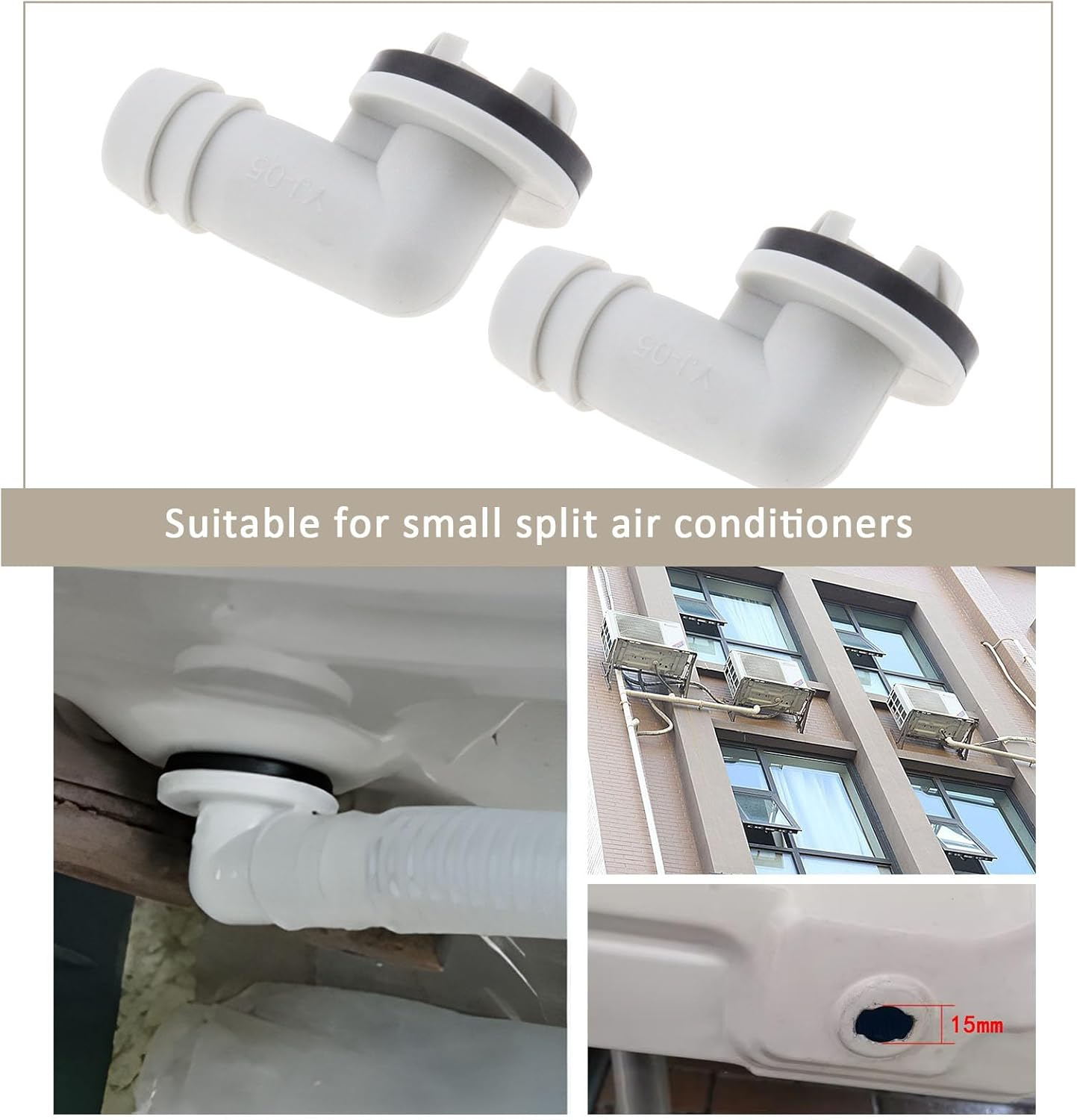 LT Easiyl 4Pcs 15Mm Air Conditioning Water Outlet Nozzle Air Conditioning Drainage Hose Joint Elbow Joint with Rubber Ring Compatible with Midea image number 6