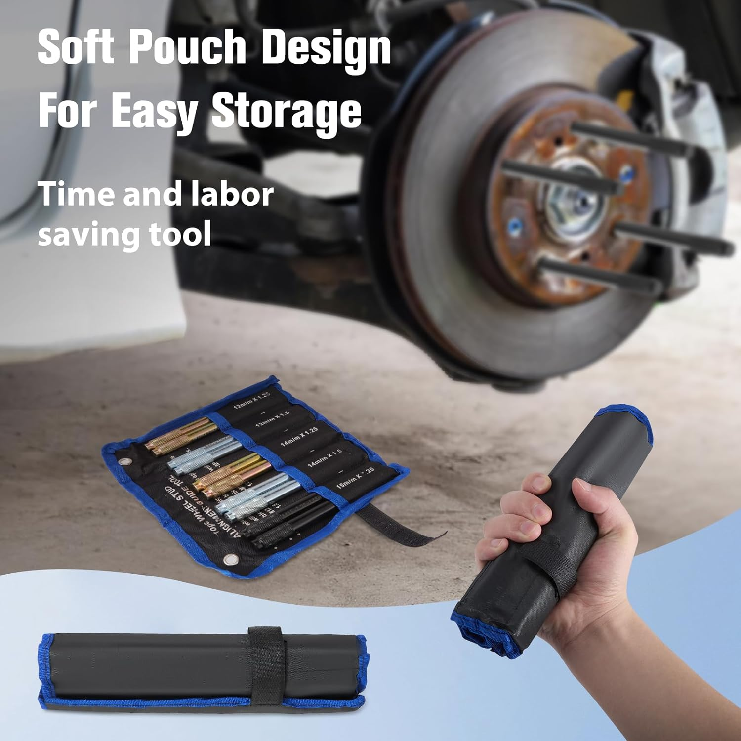 10-Piece Wheel Mounting Aid Set, Stainless Steel Wheel Guide Pin for Car, Wheel Suspension Guide Tool for Car Wheel Mounting Aid, Universal Wheel Mounting Tool image number 2