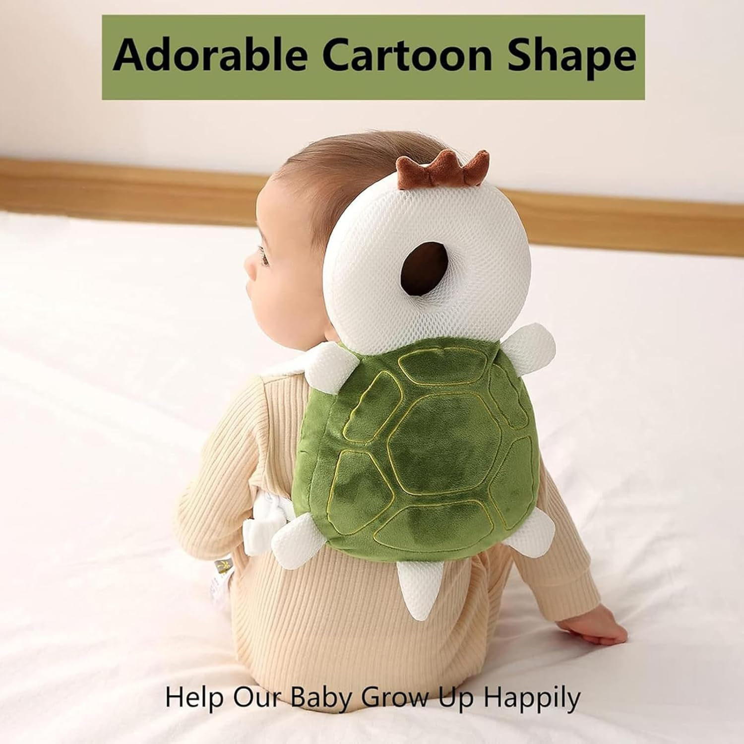 Head Protection Cushion, Adjustable Infant Safety Pads, Baby Backpack Head Protection Pillow, Child Anti-Fall Back Protector, Cartoon Animal Shape Mesh Toddler Safety Head Protector for Baby Walking image number 3