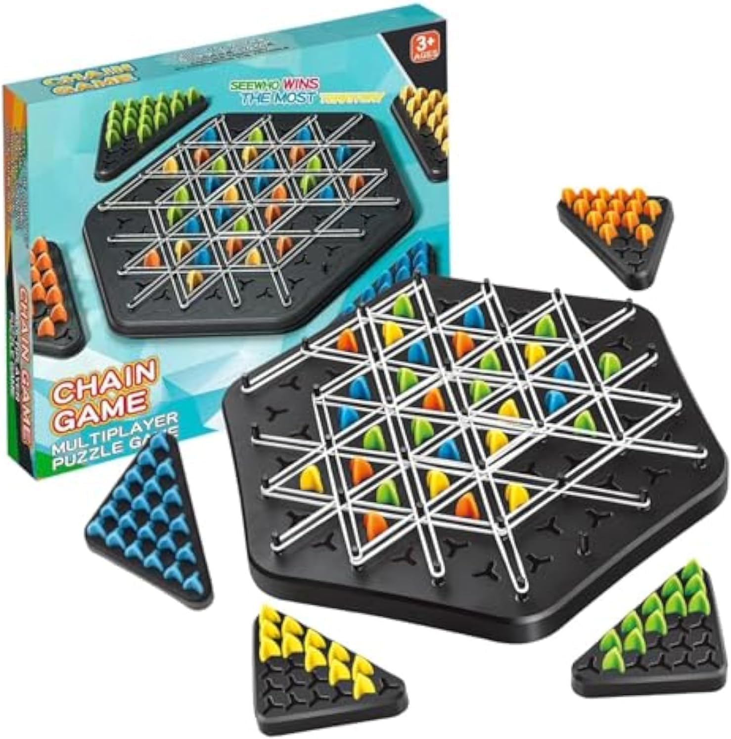 Chain Triangle Chess Game, 2 to 4 Players, Family Games for Kids and Adults, Board Games for Family Night image number 4