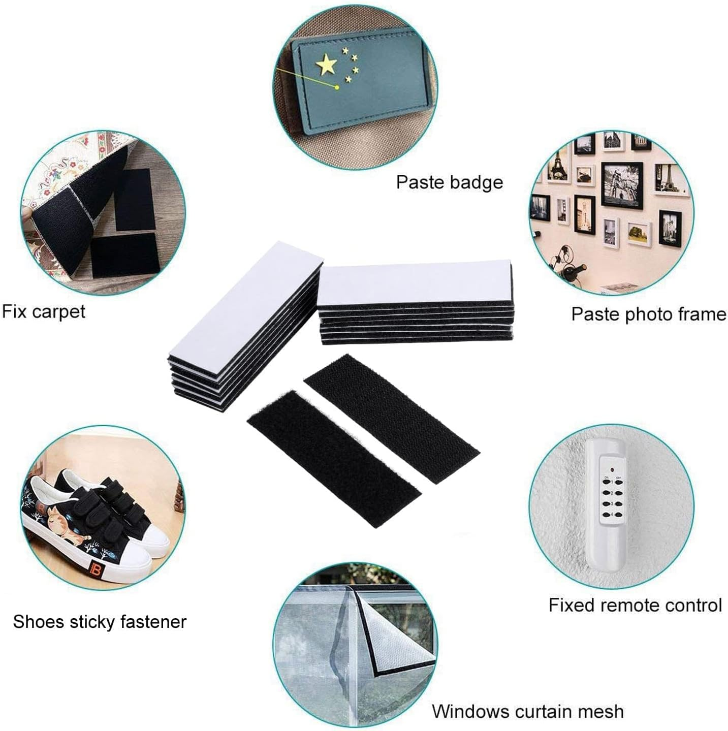 Wzenclave 15Pairs of Industrial Heavy Duty Velcro Tape Dots - Upgraded, Self-Adhesive Backing, Double-Sided Velcro Strips for Carpets, Sofa Cushions, Steps, Hanging Pictures, Office, and Home Use.