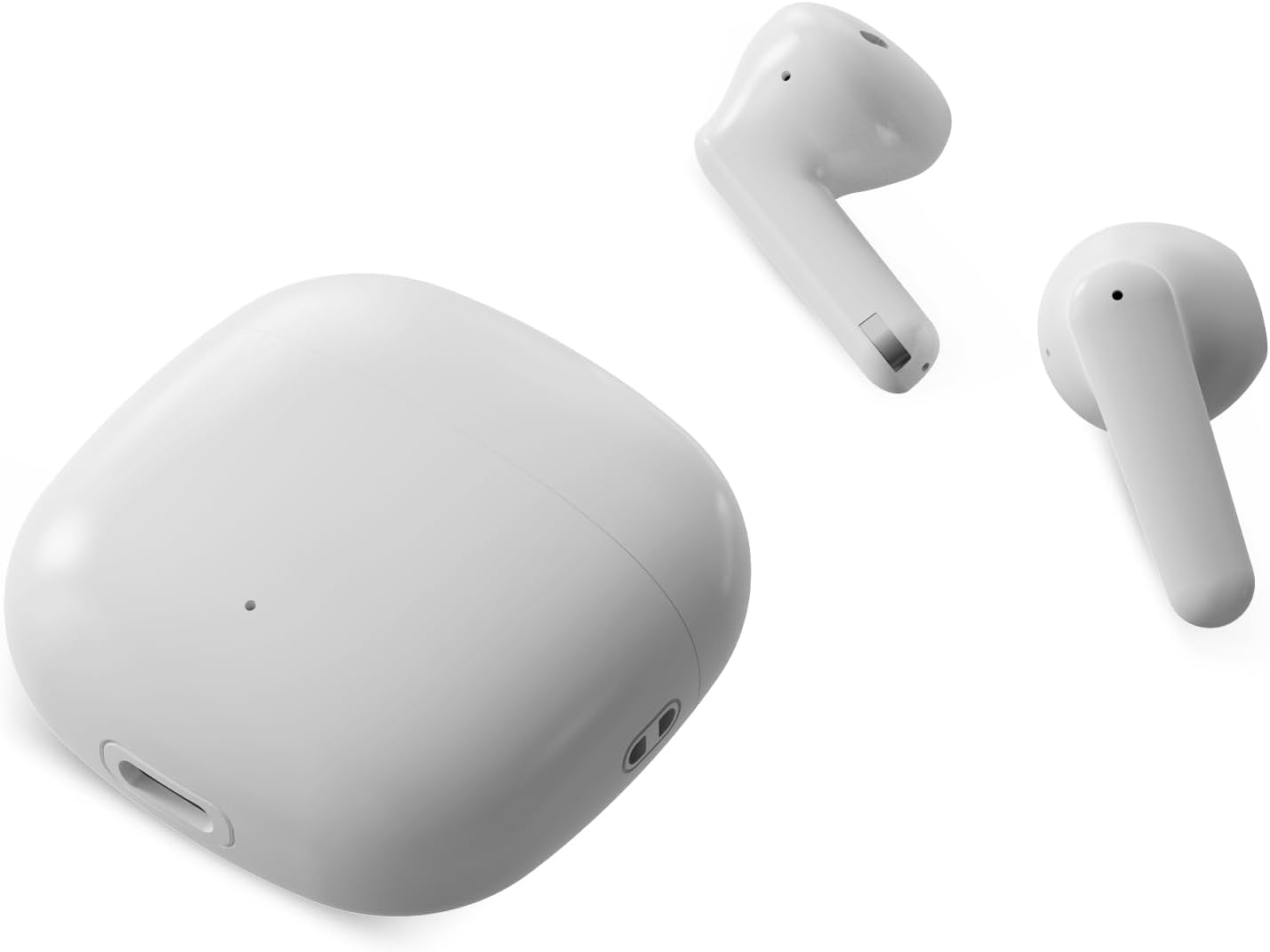 Contact Twins Nano Wireless Headphones with TWS Technology (True Wireless Stereo), Lightweight and Minimalist Headphones with up to 19 Hours Battery Life, White image number 2