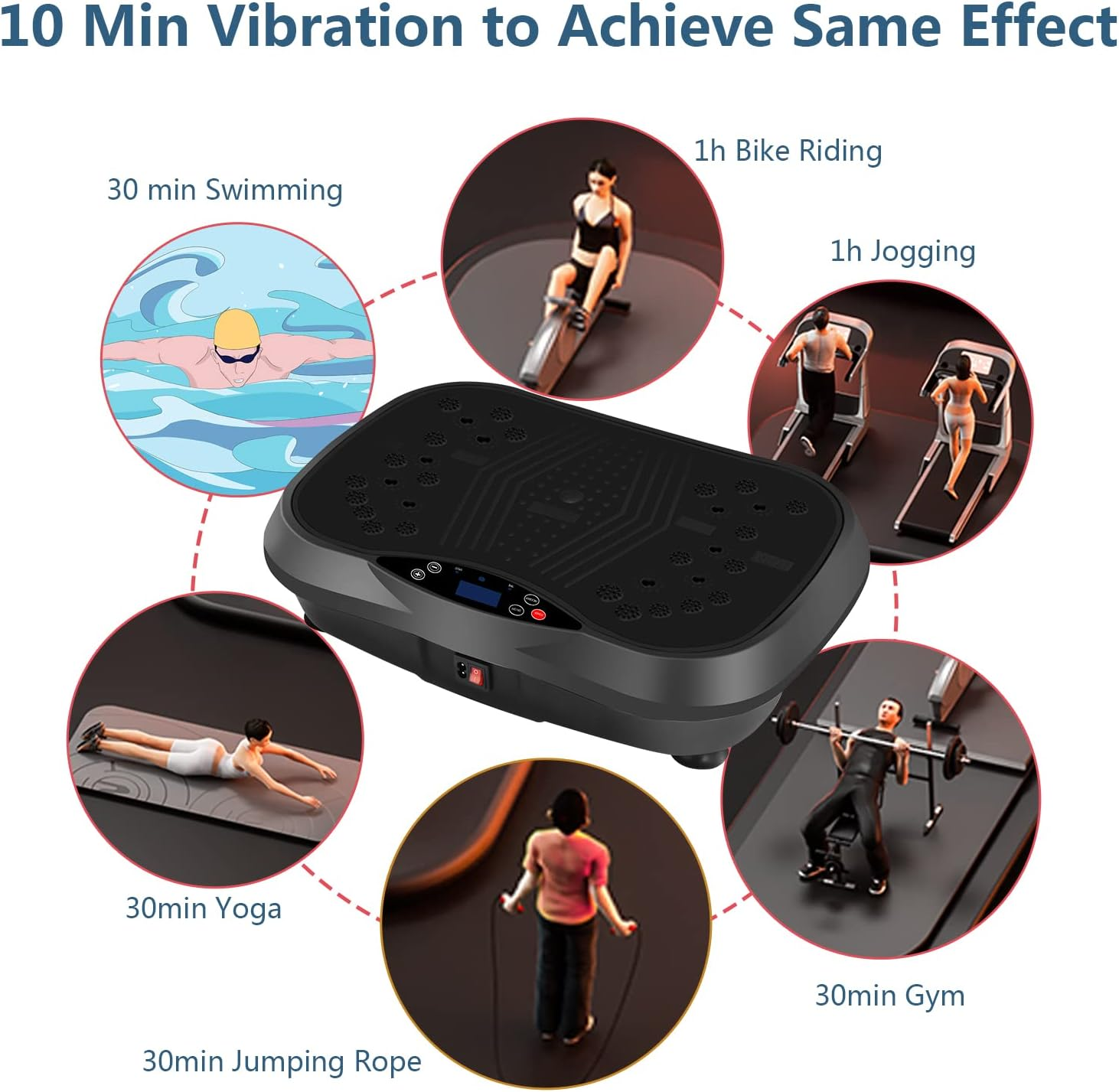 Yokele Vibration Plate Exercise Machine - Whole Body Fitness Vibration Platform - Home Training Equipment for Recovery & Wellness & Weight Loss + Resistance Bands + Remote (Black) image number 1