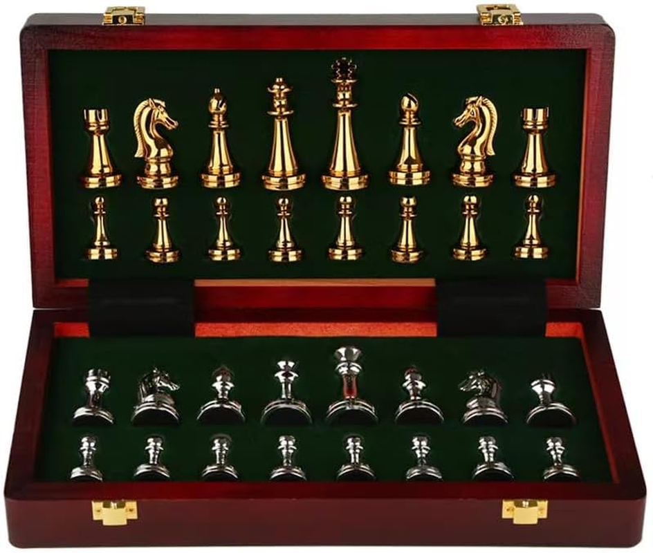 CPDES Large Retro Metal Chess,Folding Chess Board,Luxury Chess Is Perfect for Giving to Family or Friends, Style 2 image number 3