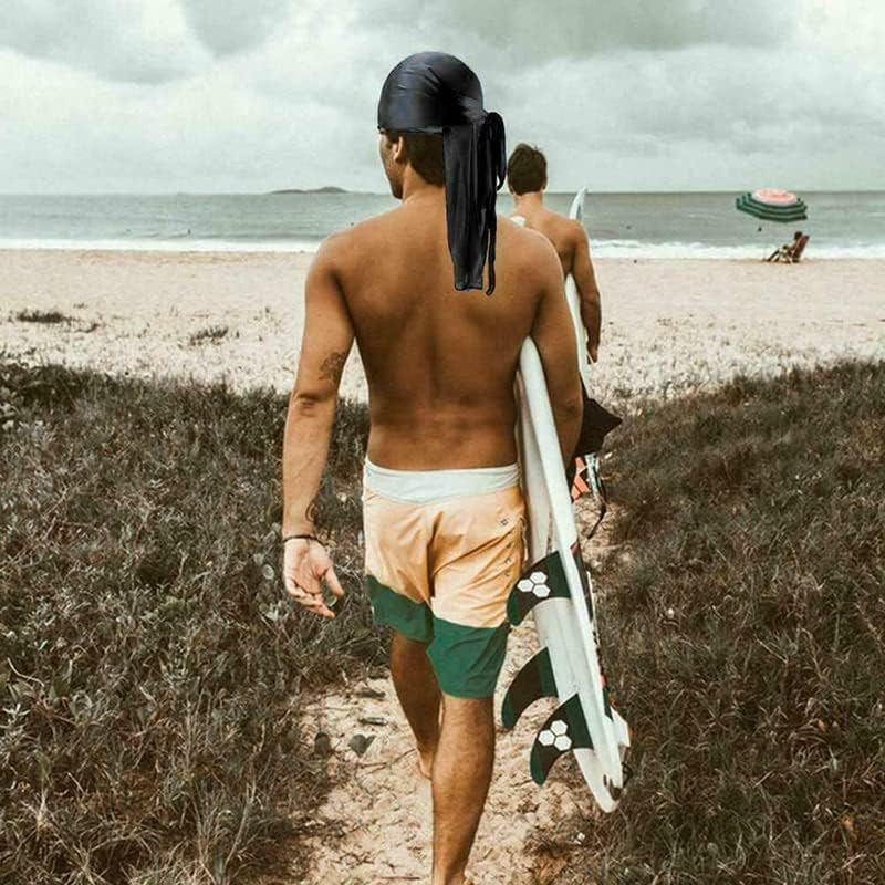 AIMALL Velvet Durag Silky Hat Cap Men Women Premium Designer Doo Rag Wave Silk Headwear-Silky Wave Cap with Premium Comfort - Purple image number 5