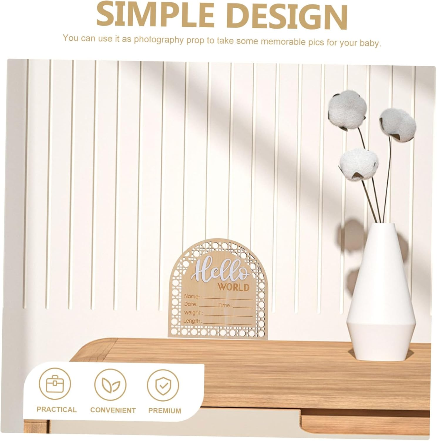 2Pcs Baby Name Announcement Sign Wooden Newborn Birth Announcement Board Nursery for Hospital Newborns Baby Name Sign Cards