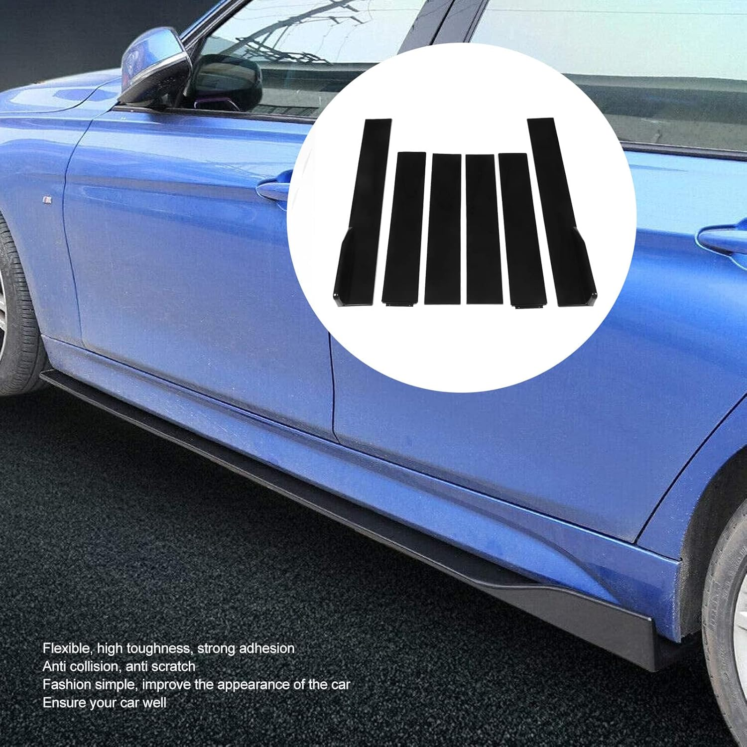 Universal Side Skirt, 6PCS Black Anti-Scratch Adjustable Length Car Side Skirt for Protection image number 4