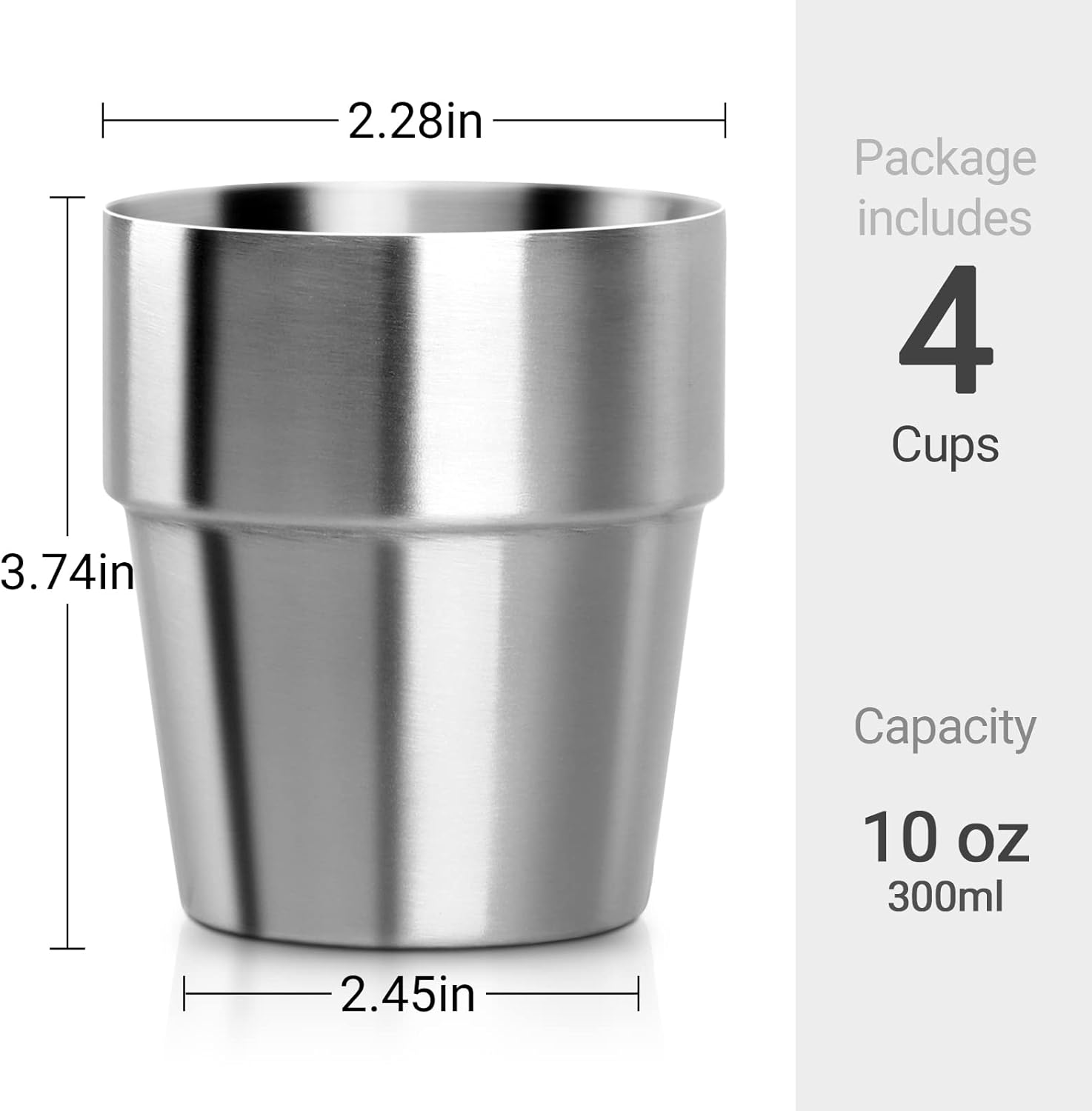 Beasea Stainless Steel Cups Set of 4, 10 Oz Double Wall Vacuum Insulated Drinking Cups Metal Drinking Glasses for Kids and Adults image number 4