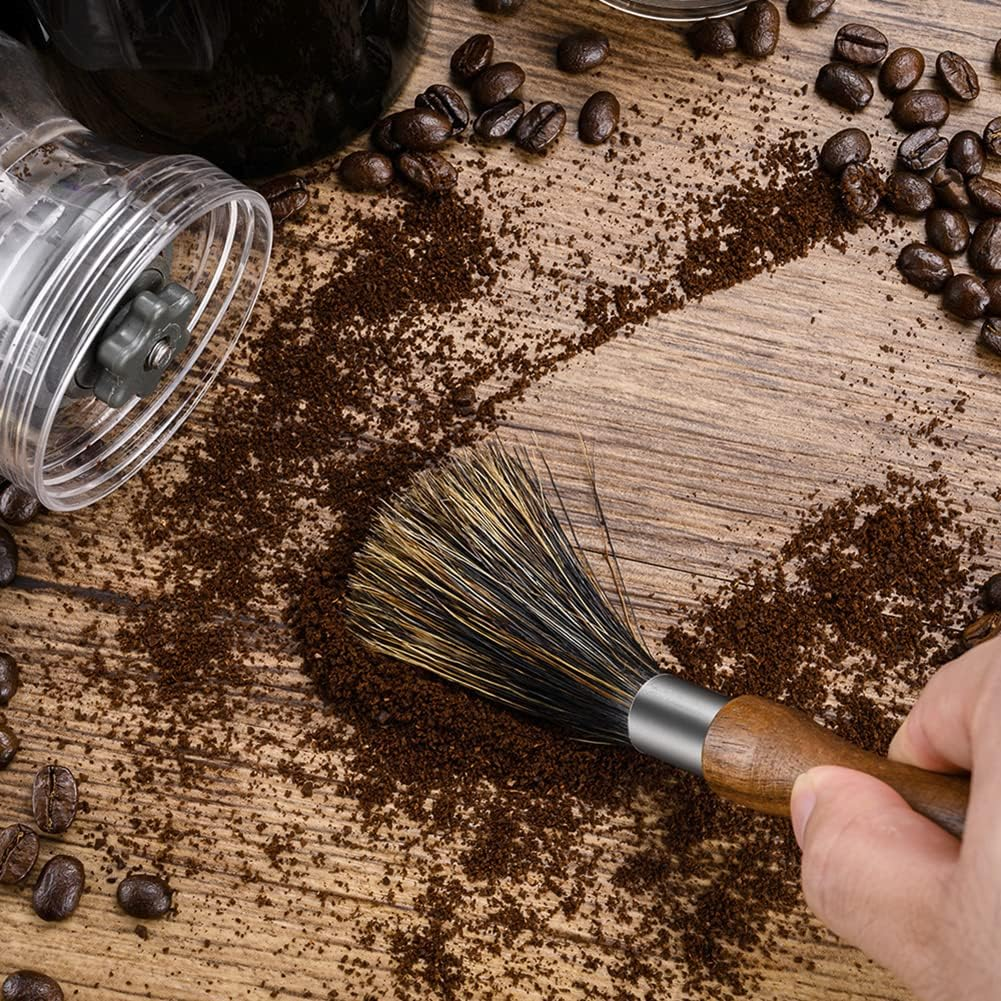 3-Pack Professional Coffee Grinder Cleaning Brush Set, Natural Boar Bristles, Black Walnut Handle Espresso Machine Cleaning Brush, Coffee Cleaner Brushes for Barista & Home Kitchen image number 2