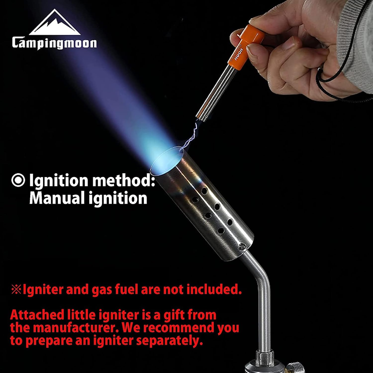 Campingmoon Butane Gas Torch High Power Kitchen Blow Torch for Cooking Flame Adjustable Gas Torch for Outdoor Charcoal Starter BBQ, Baking, Brulee image number 4