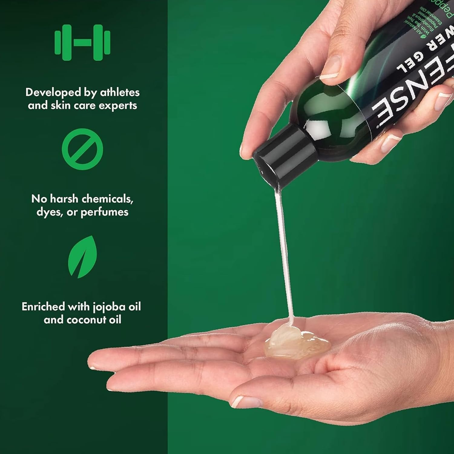 Defense Soap Peppermint Body Wash Shower Gel 8 Oz - Natural Tea Tree Eucalyptus Peppermint Oil image number 1