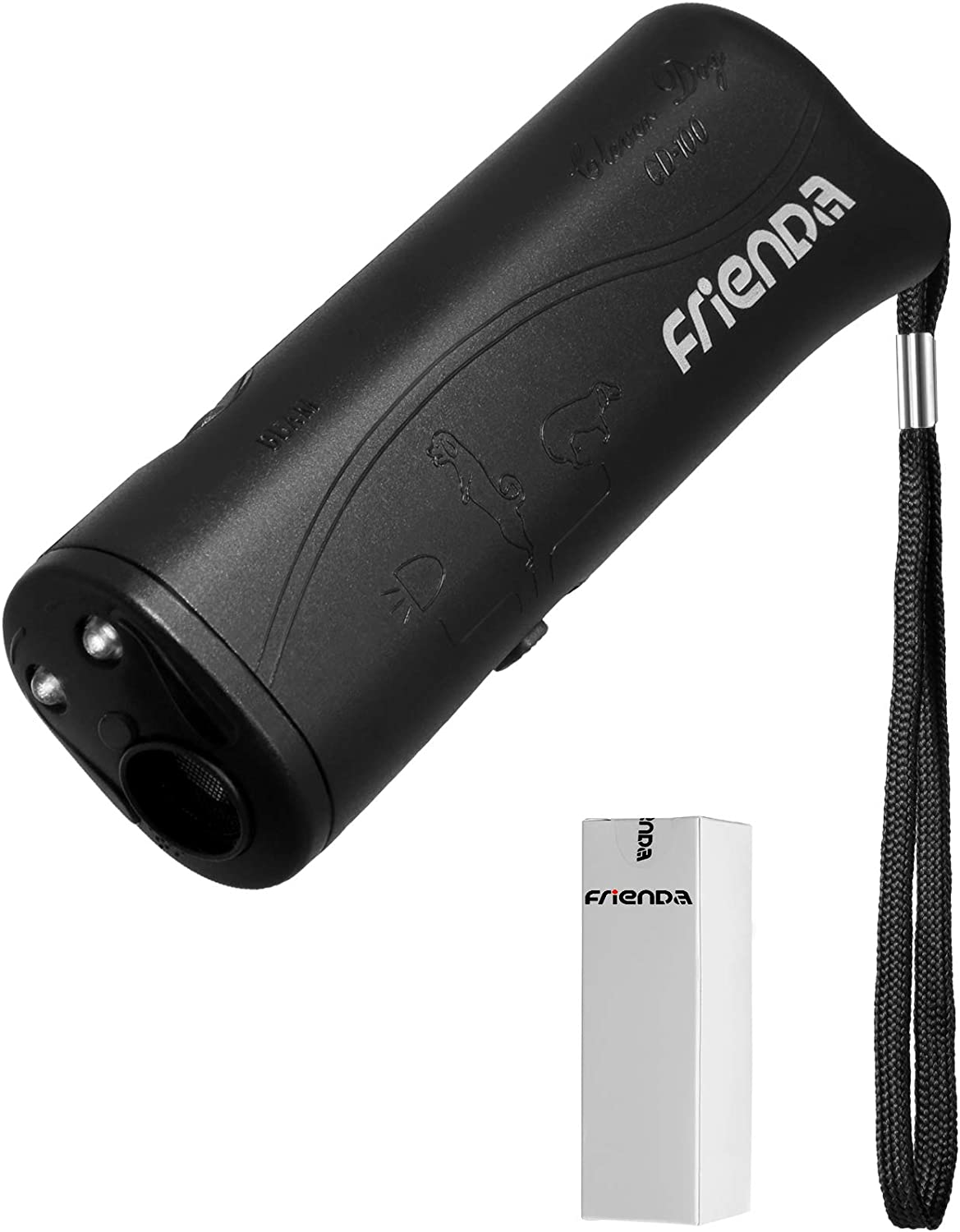 Frienda LED Ultrasonic Dog Repeller and Trainer Device 3 in 1 anti Barking Stop Bark Handheld Dog Training Device (Black)