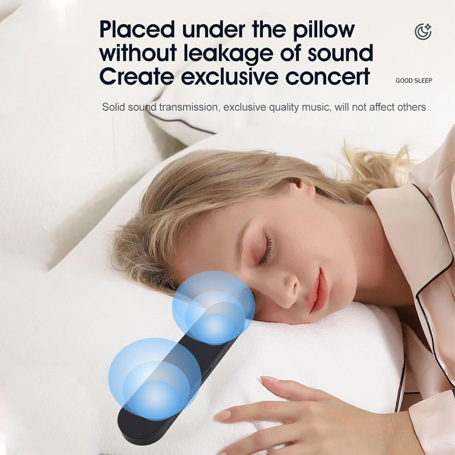 MENDUNER Pillow Speaker for Sleeping, Bluetooth Bone Conduction Sleep Sound Speaker with 3D White Noise, 10 Soothing Sounds for Adult, Kids, Side Sleeper, Podcasts Audiobooks (Black) - Black image number 4