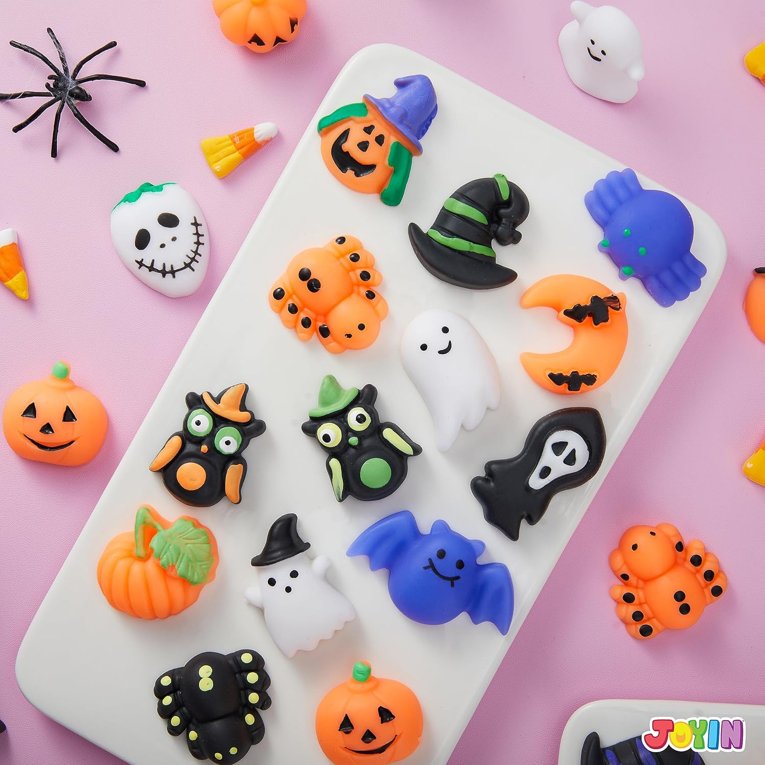 JOYIN 48 PCS Halloween Mochi Squishy Toys, Mini Squishy Toy Cute Squeeze Toy Stress Reliever Anxiety for Kids Gift, Halloween Party Favors Goodie Bags Stuffers, Classroom Game Prizes image number 4