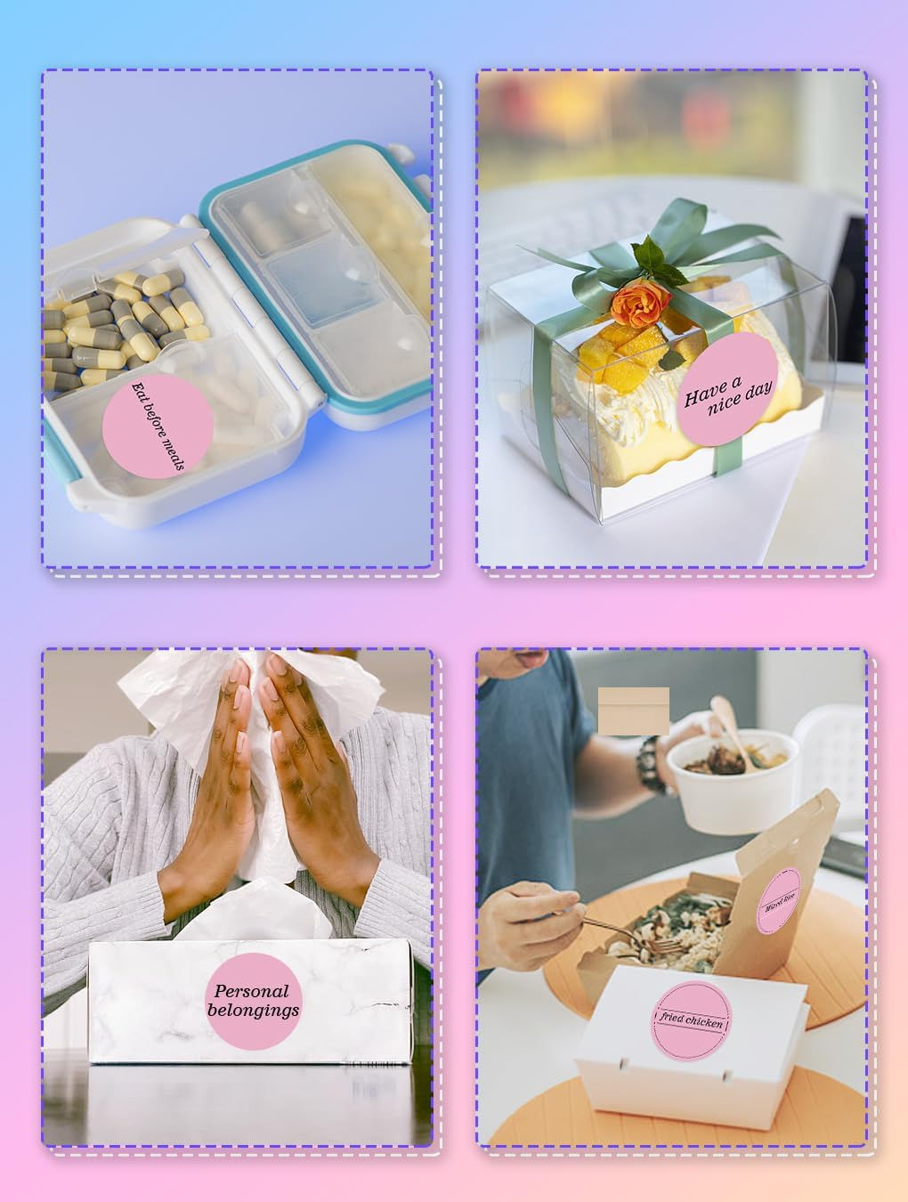 Phomemo Circle Labels- 2" Thermal round Multi Color Label for Barcode Label, DIY Logo Design, Small Business, Pink/Blue/Purple/Mint Green Compatible with Most of Shipping Label Printers, 400Pcs/Roll image number 5