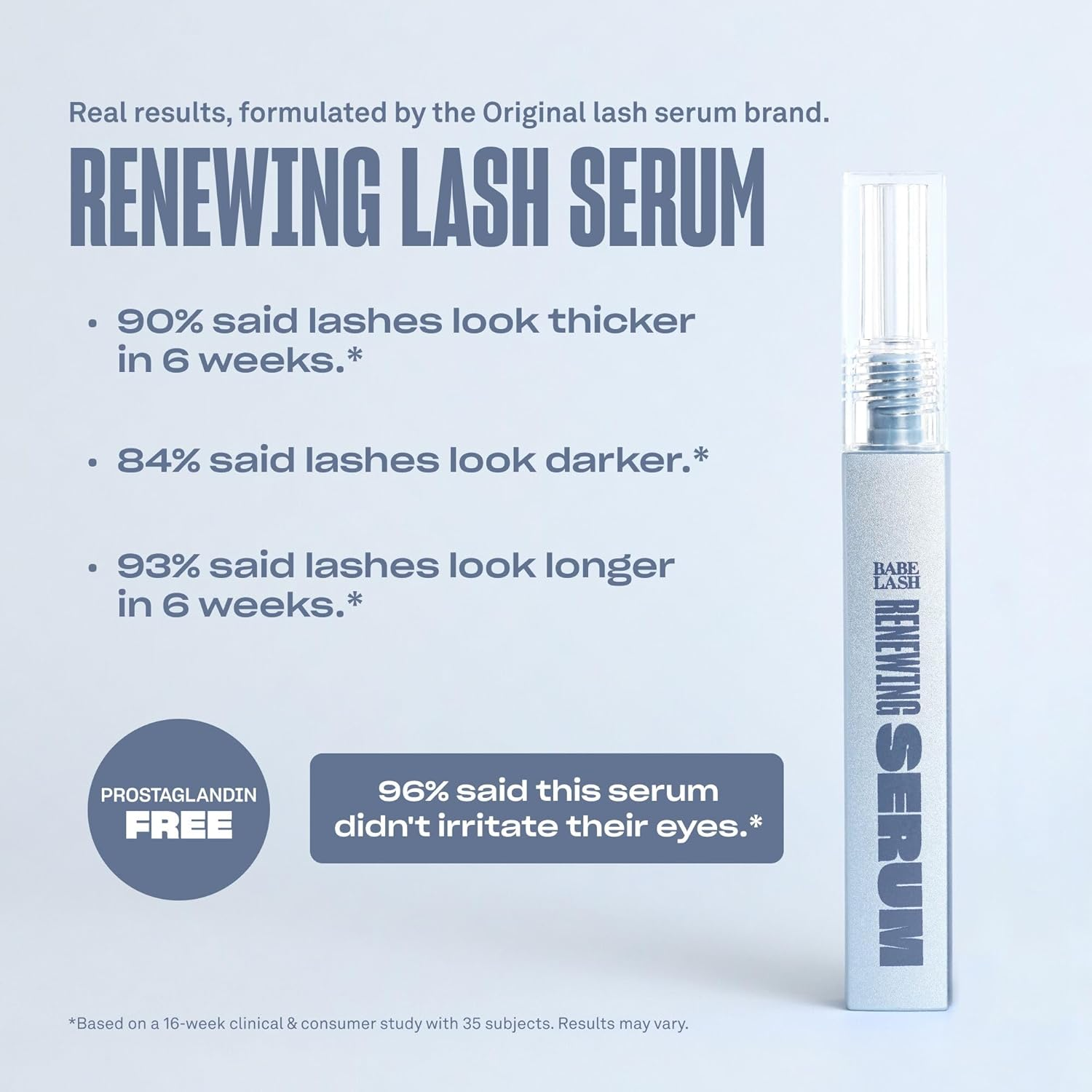 BABE ORIGINAL Renewing Lash Serum &ndash; Peptide-Infused Eyelash Serum for Fuller, Longer-Looking Natural Lashes, Lash Enhancing Treatment with Nourishing Botanicals, Cruelty-Free Gentle, 6Ml