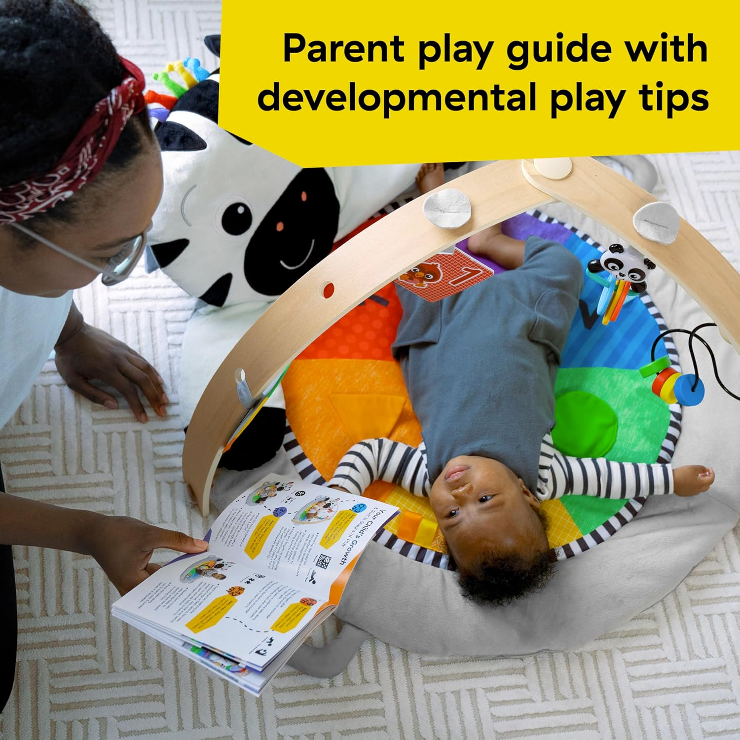 Baby Einstein Zen'S Activity Milestones Plush Gym with Wooden Bar, for Infant to Toddler, 0-12 Months, Machine Washable image number 5