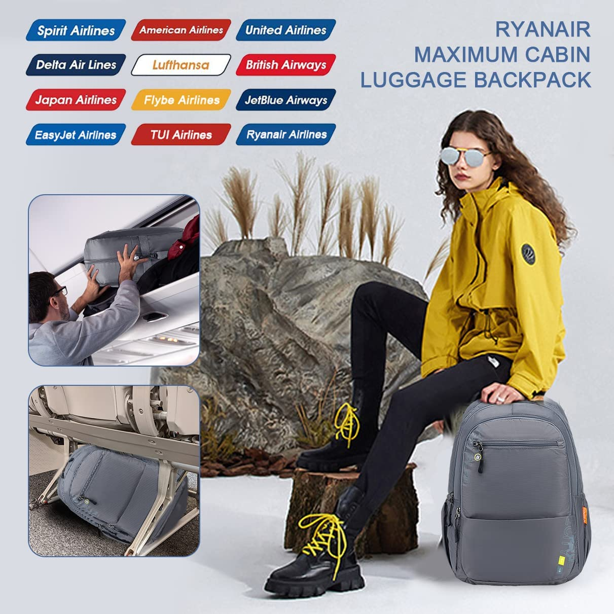 SPAHER Ryanair Cabin Bag 40X20X25 Hiking Backpack School Travel Backpack Mountaineering Bag Nylon Outdoor Waterproof Sport Trekking Camping Backpack Daypack Small Laptop Rucksack for All Persons - Deep Blue image number 4