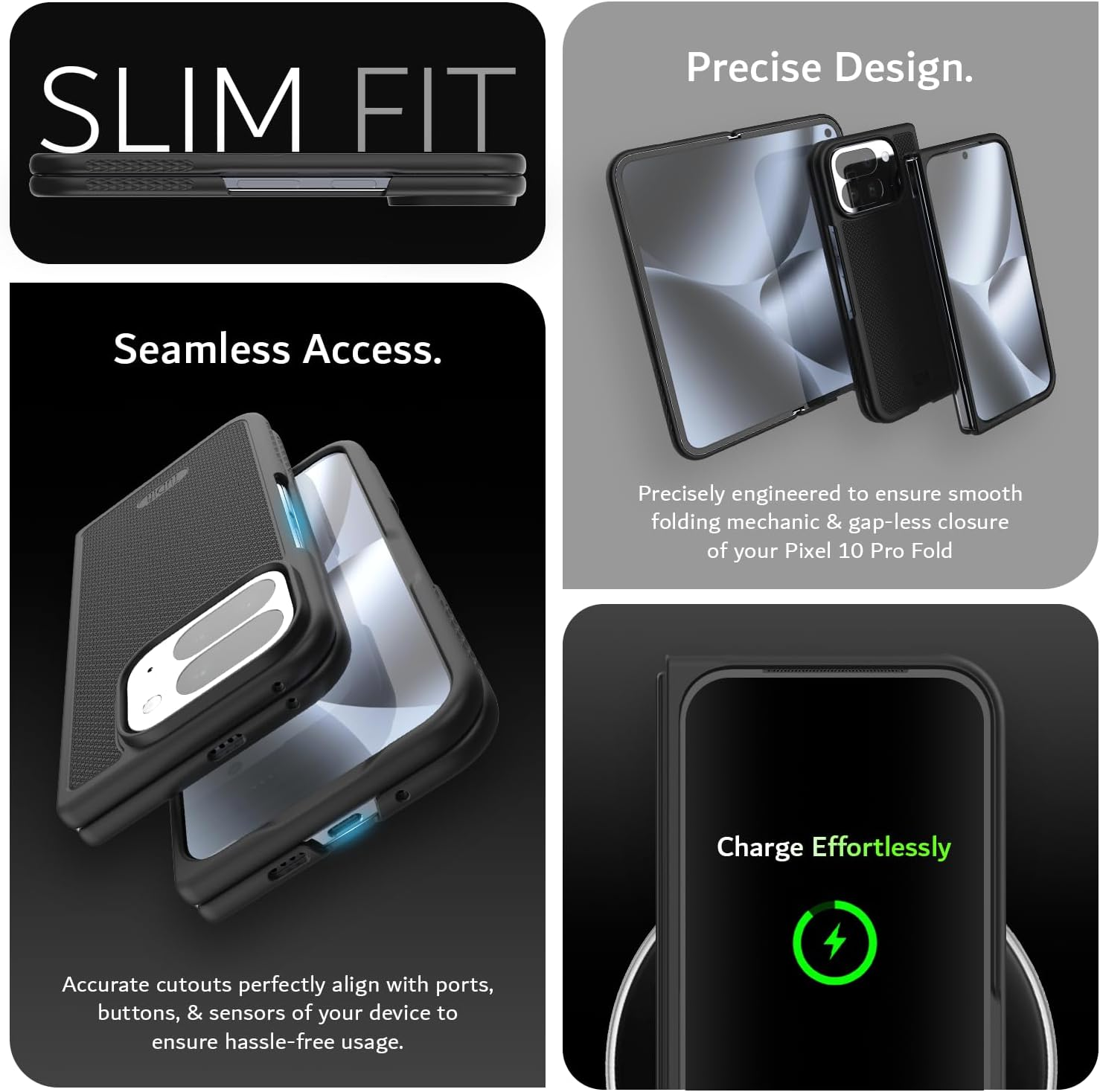 TUDIA Mergegrip [Pixelsnap & Magsafe Compatible] for Google Pixel 10 Pro Fold Case (2025) Ultra Slim Tough PC Anti-Slip Lightweight Protective Cover (Matte Black) image number 4