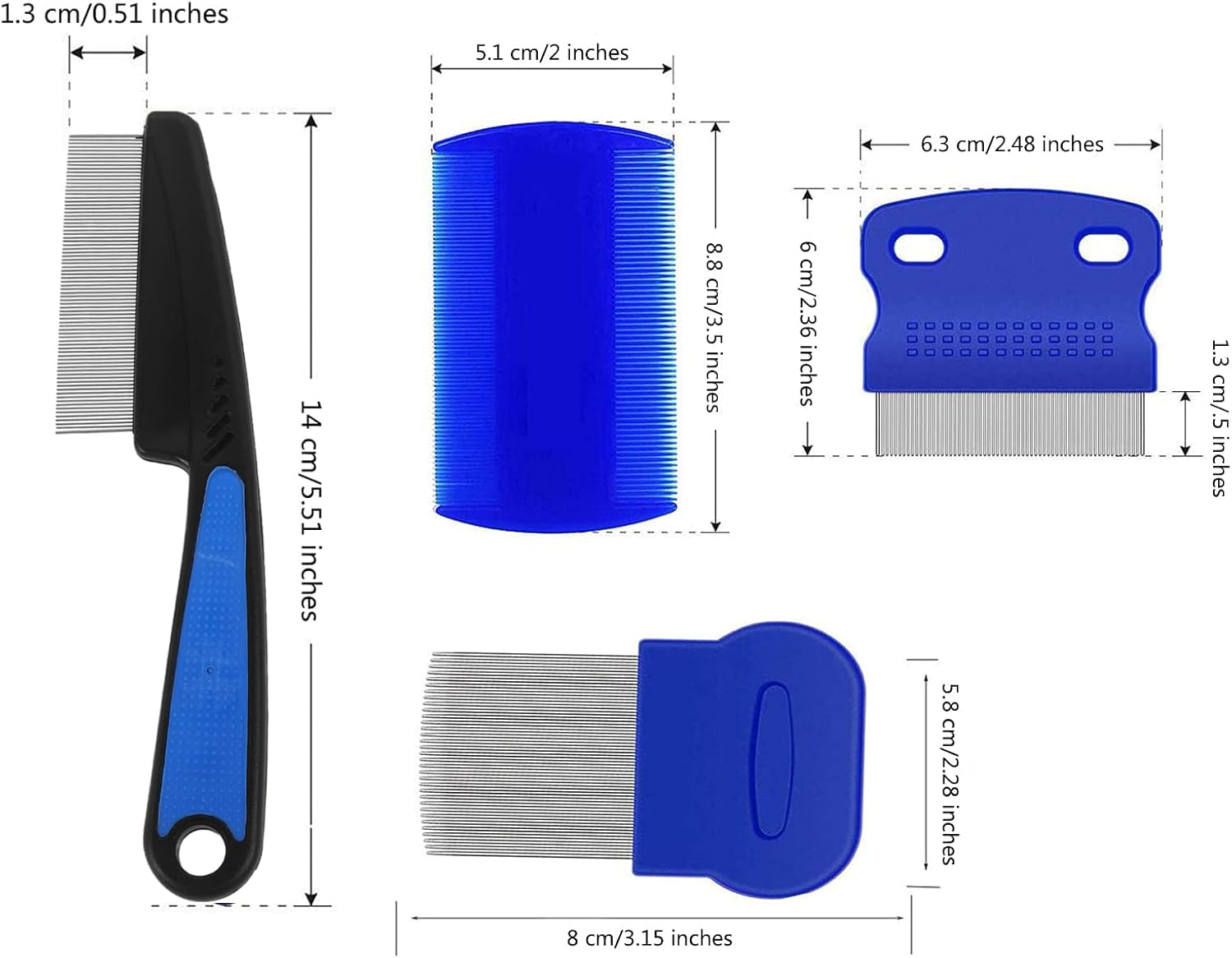 Flea Comb for Cat Dog, 4 PCS Flea Removal Lice Combs Fine Tooth Comb Grooming Set Remove Float Hair Tear Marks Tick Removal Tool image number 1